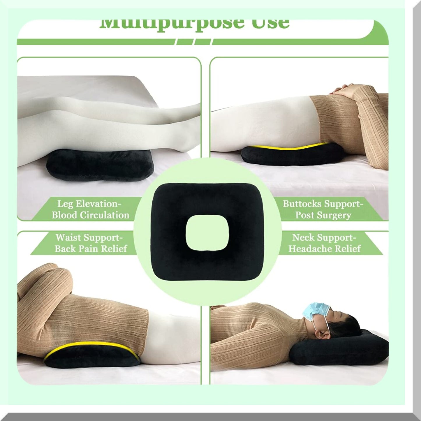 ComfortMax Relief Cushion - Pressure Ulcer Pillow for Bed Sores, Butt Positioning, Wedge Support for Sleeping, Post-Surgery Recovery, Back & Leg Support.