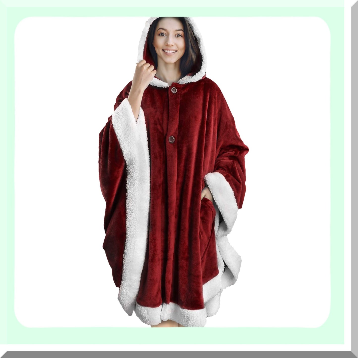 CozySherpa Hooded Blanket: Plush Fleece Cape with Pockets - Perfect Gift for Women