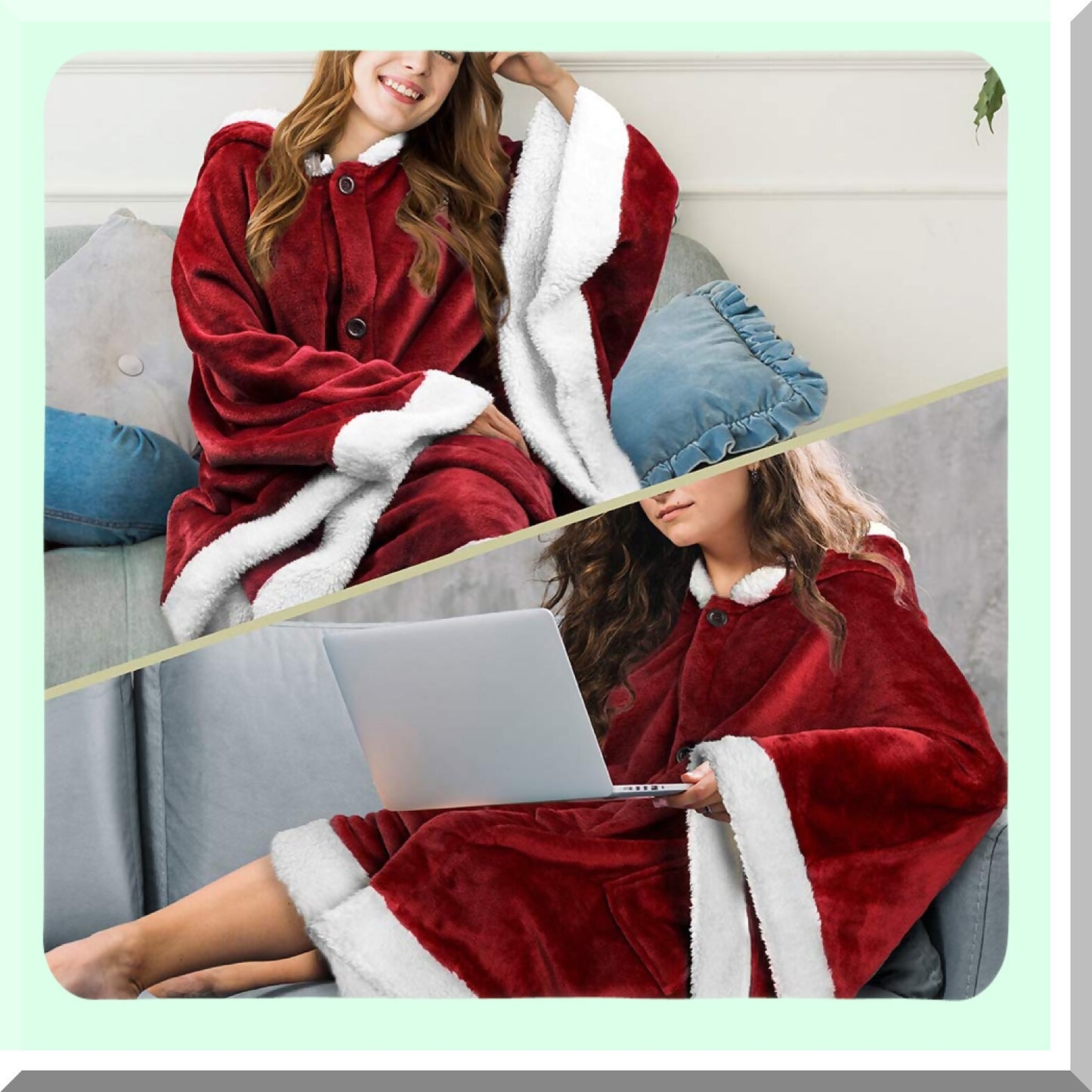 CozySherpa Hooded Blanket: Plush Fleece Cape with Pockets - Perfect Gift for Women