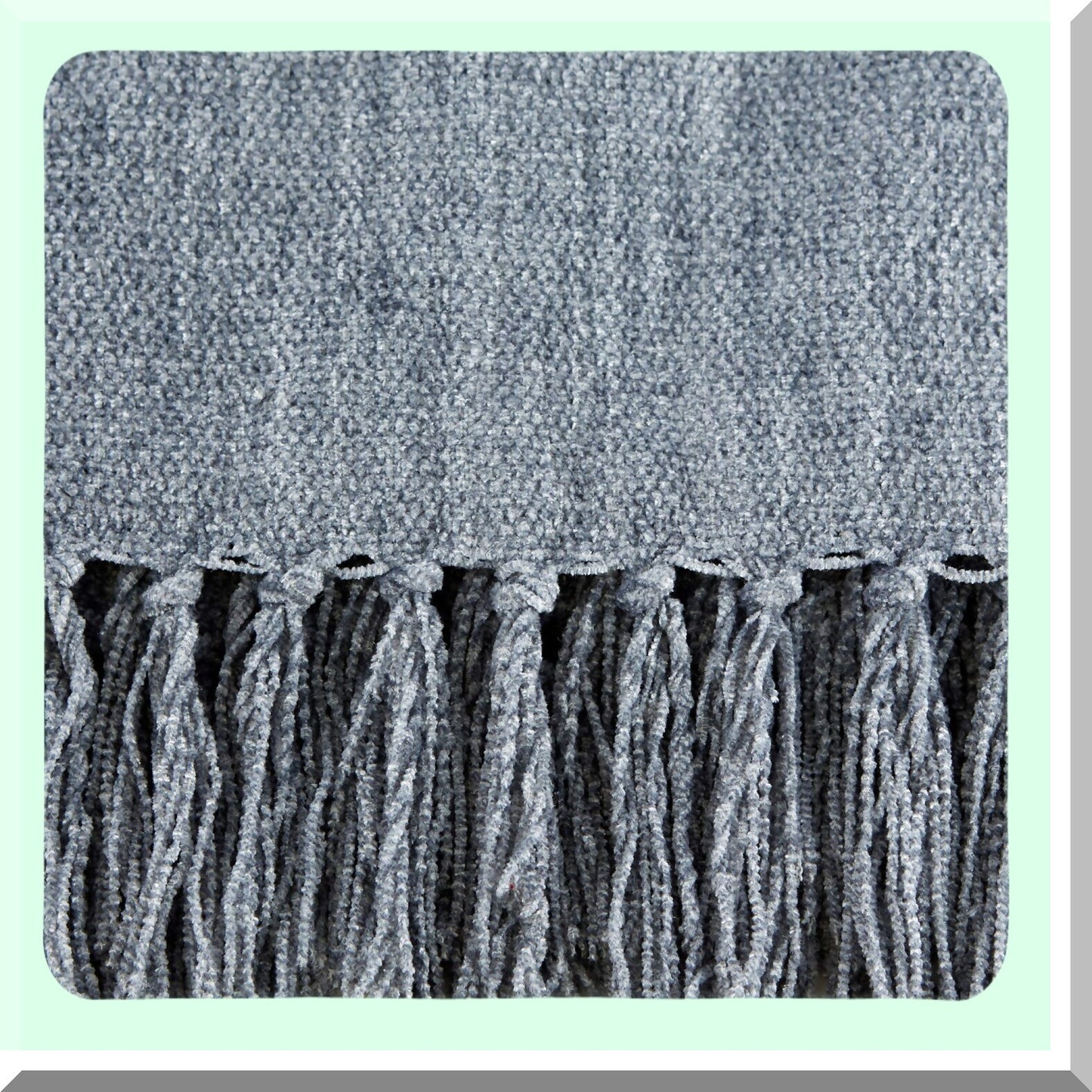CozyChenille Fringed Throw Blanket - Solid Denim Blue, 50x60
