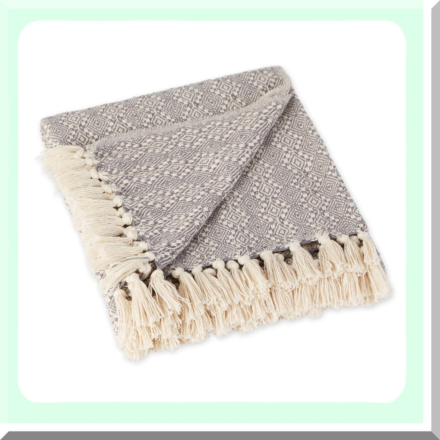 LuxWeave Diamond Cotton Throw Blanket, 50x60, Gray