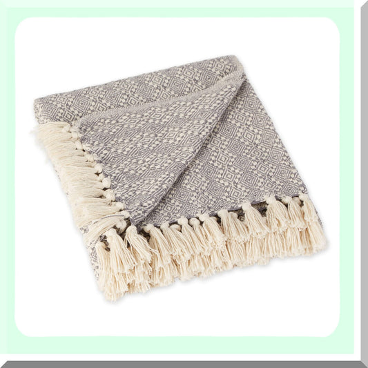 LuxWeave Cotton Throw Blanket 50x60 Gray