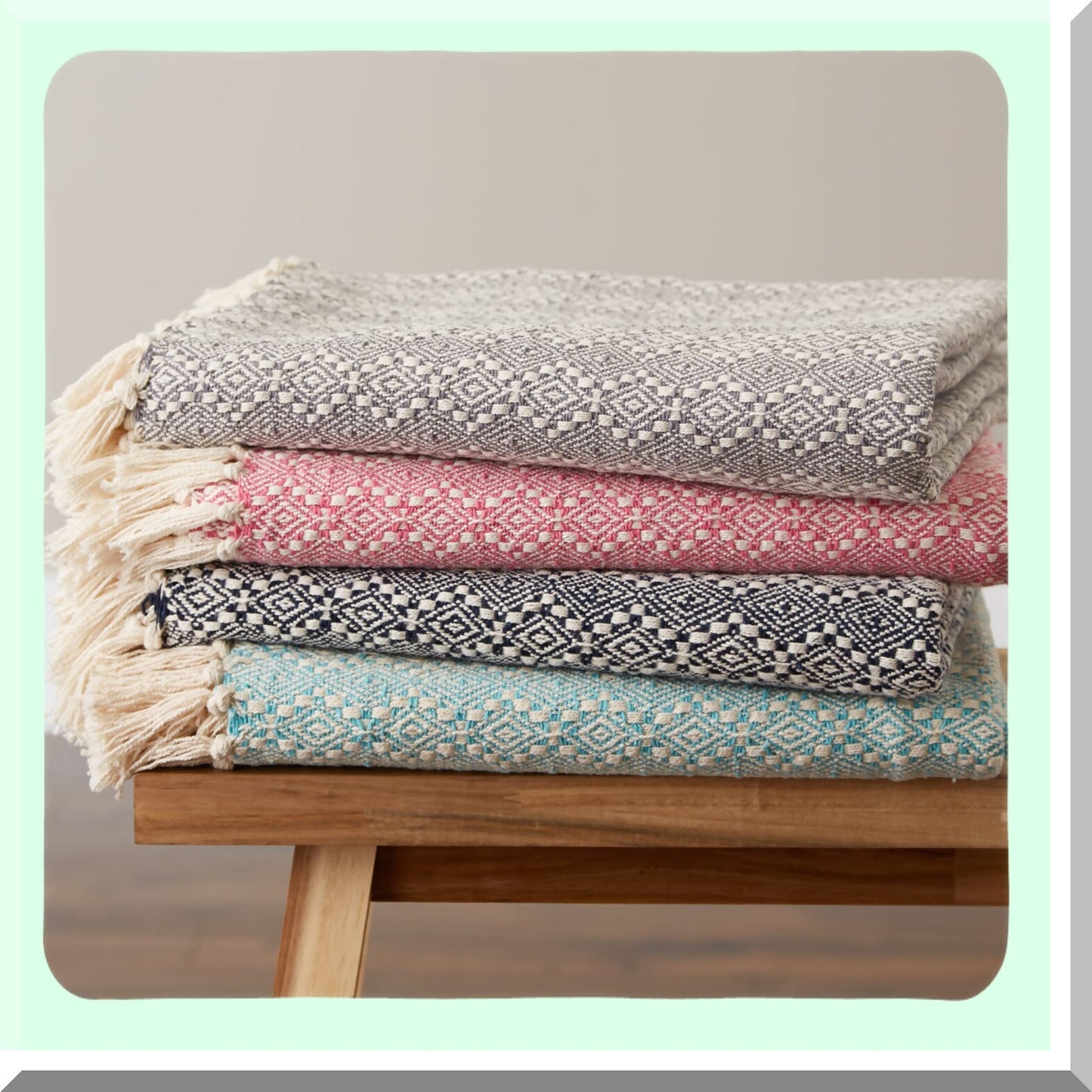 LuxWeave Diamond Cotton Throw Blanket, 50x60, Gray