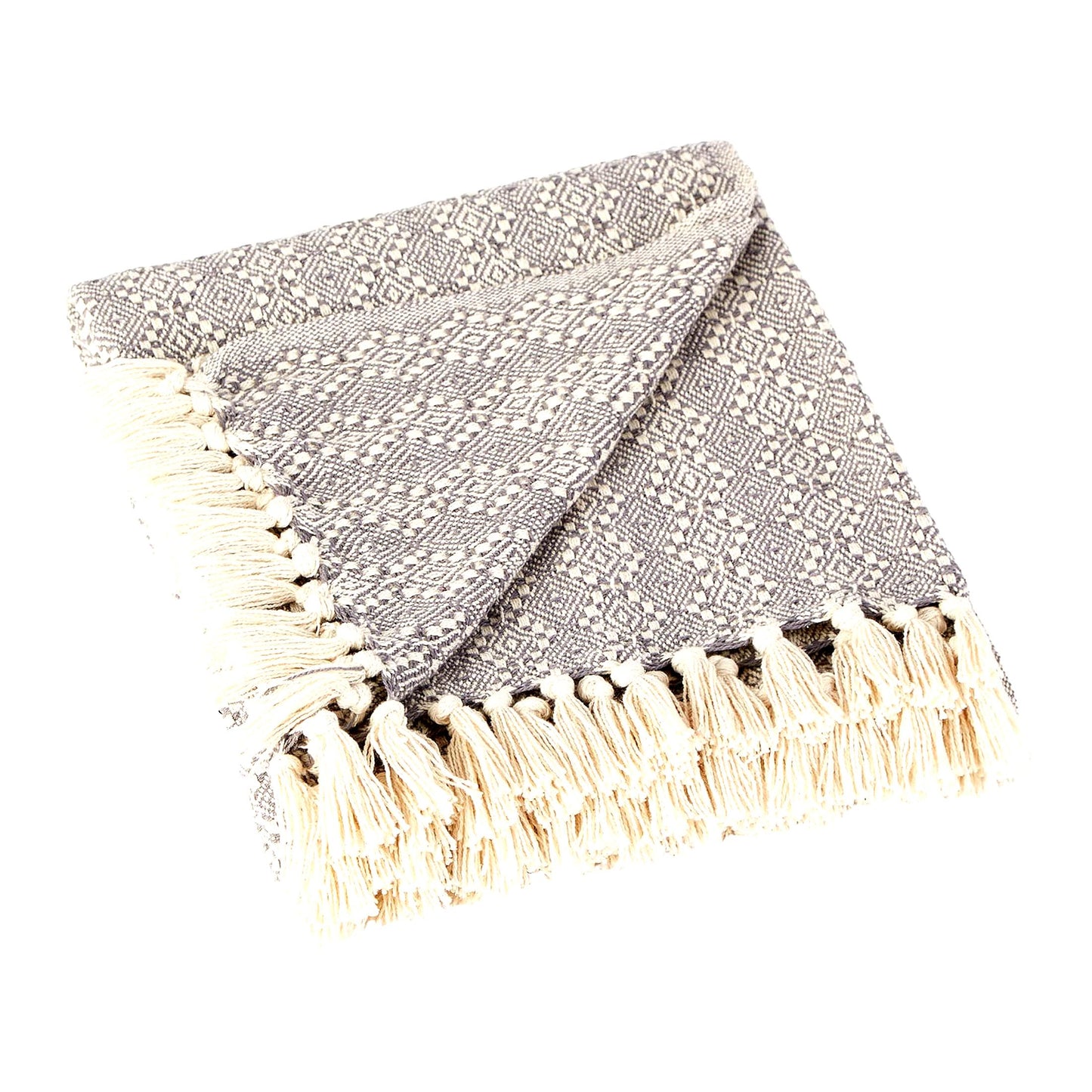 LuxWeave Diamond Cotton Throw Blanket, 50x60, Gray