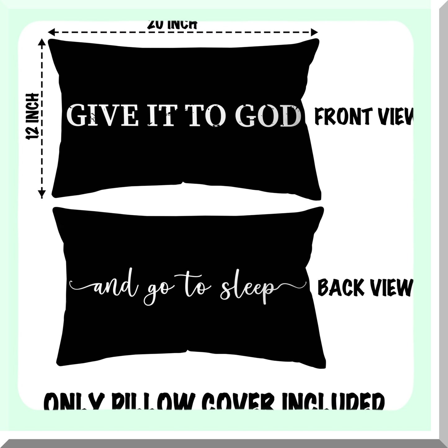 Christian Dreams Reversible Pillow Cover - Soft Black Decorative Throw Pillow 12x20 Inch - Inspirational Gifts for Women - Home Bedroom Decor - A16