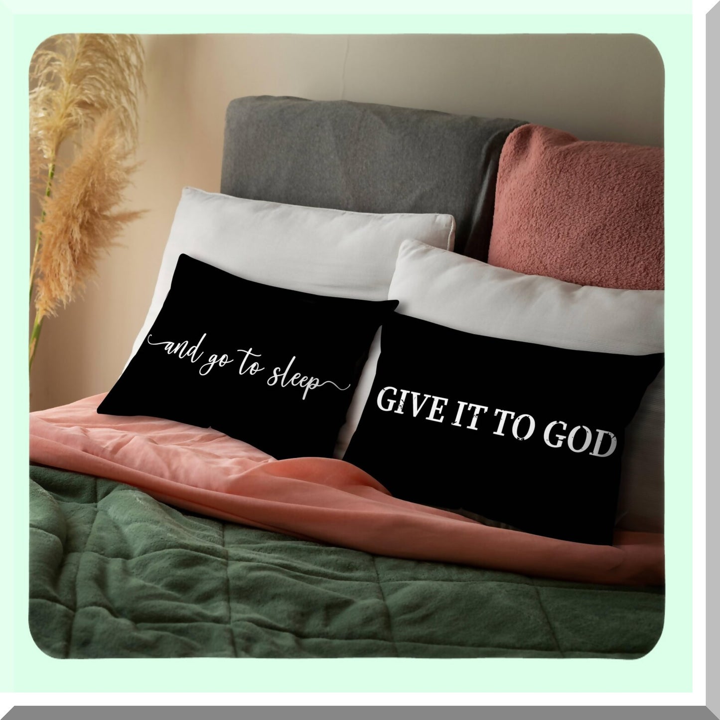 Christian Dreams Reversible Pillow Cover - Soft Black Decorative Throw Pillow 12x20 Inch - Inspirational Gifts for Women - Home Bedroom Decor - A16