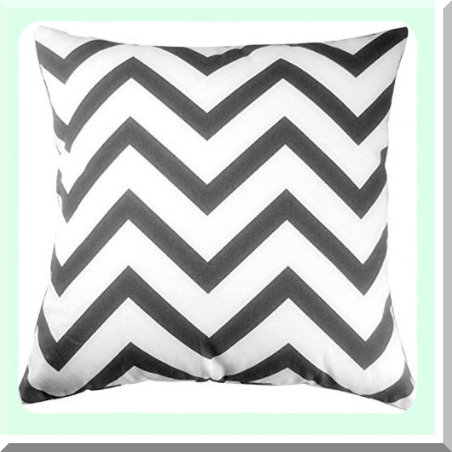 ZigZag Chevron Cushion Cover - White Printed Linen Pillowcase with Hidden Zipper Closure - Sofa Throw Pillow - 18x18 Inch Black Cotton Canvas