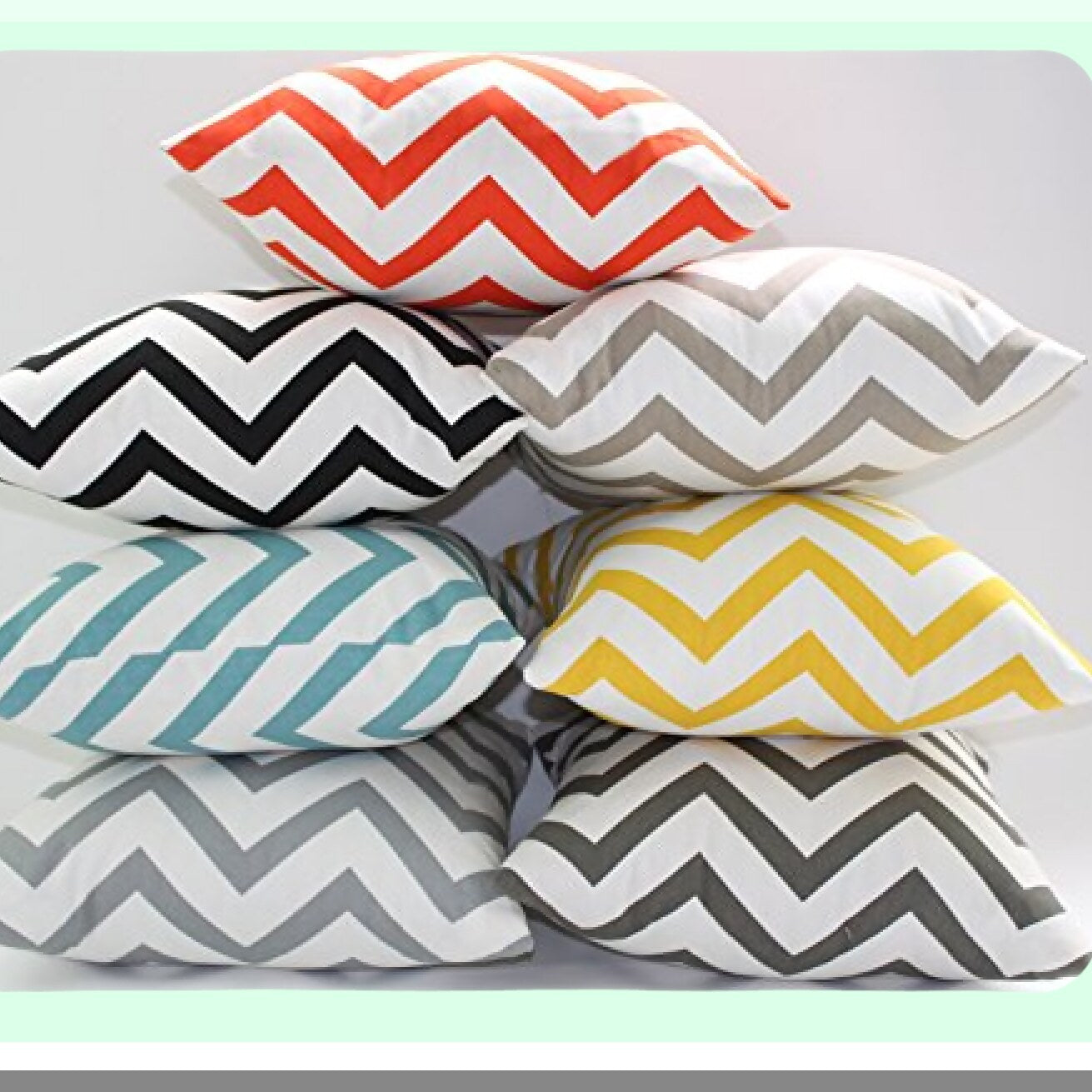 ZigZag Chevron Cushion Cover - White Printed Linen Pillowcase with Hidden Zipper Closure - Sofa Throw Pillow - 18x18 Inch Black Cotton Canvas