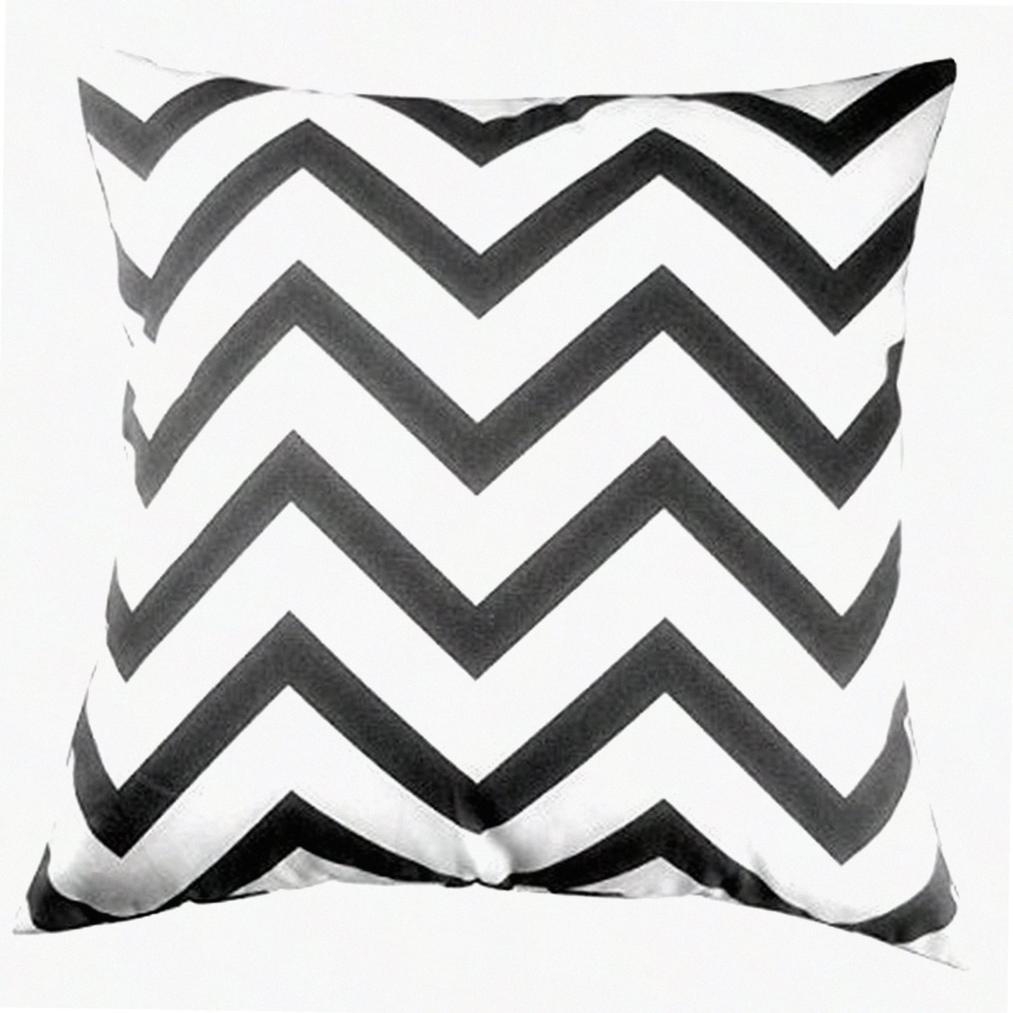 ZigZag Chevron Cushion Cover - White Printed Linen Pillowcase with Hidden Zipper Closure - Sofa Throw Pillow - 18x18 Inch Black Cotton Canvas