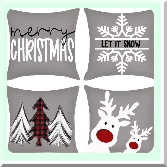 Winter Wonderland Pillow Covers Set of 4 for Xmas Decor