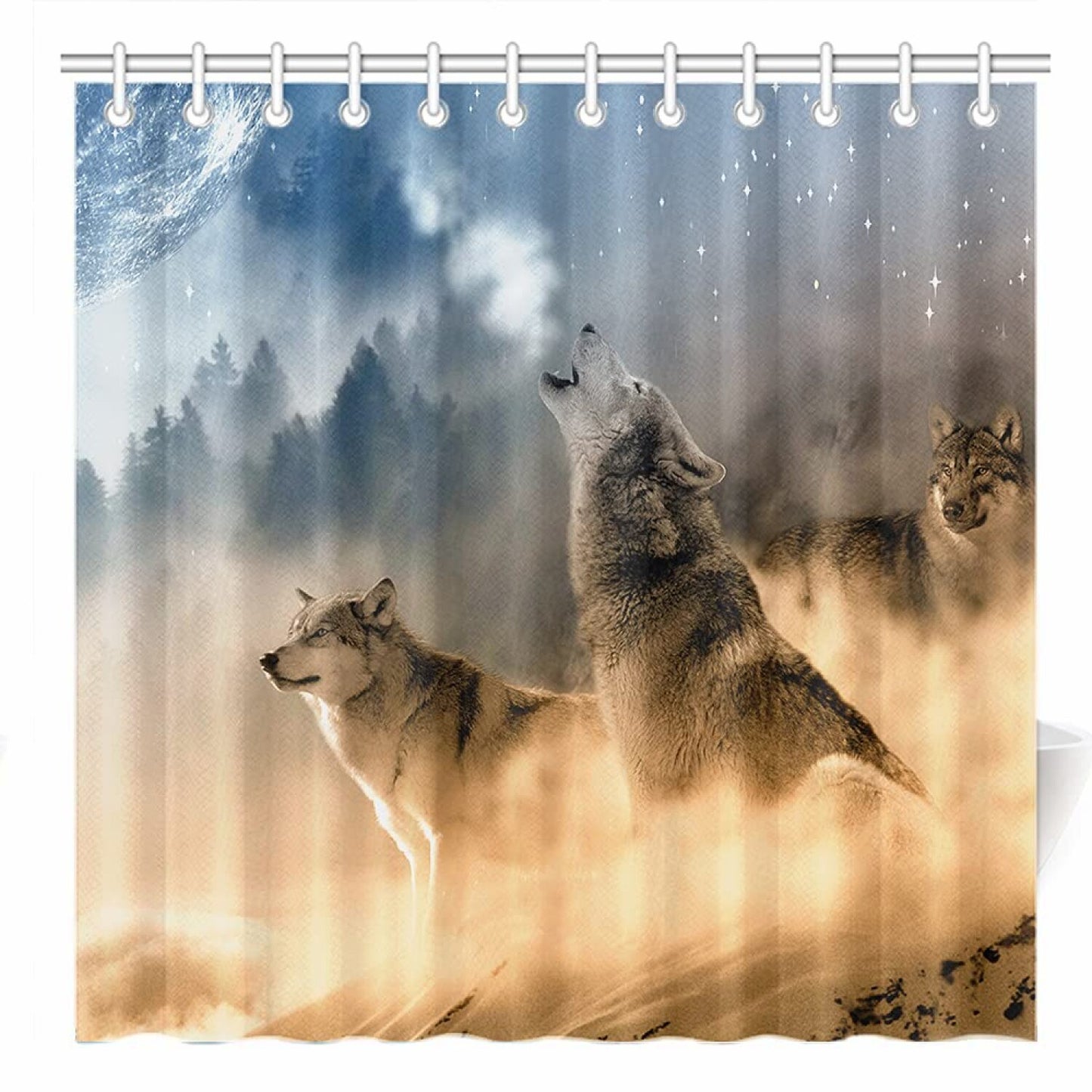 Wolf Shower Curtain 72x72 Inch Polyester Fabric