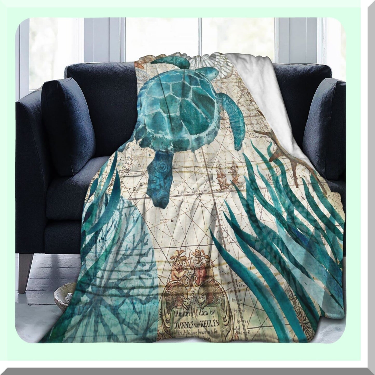 OceanDreams Ultra Soft Sea Turtle Fleece Throw Blanket - Cozy All-Season Decorative Flannel for Home, Bed, Couch, Chair, Travel (50x40in)