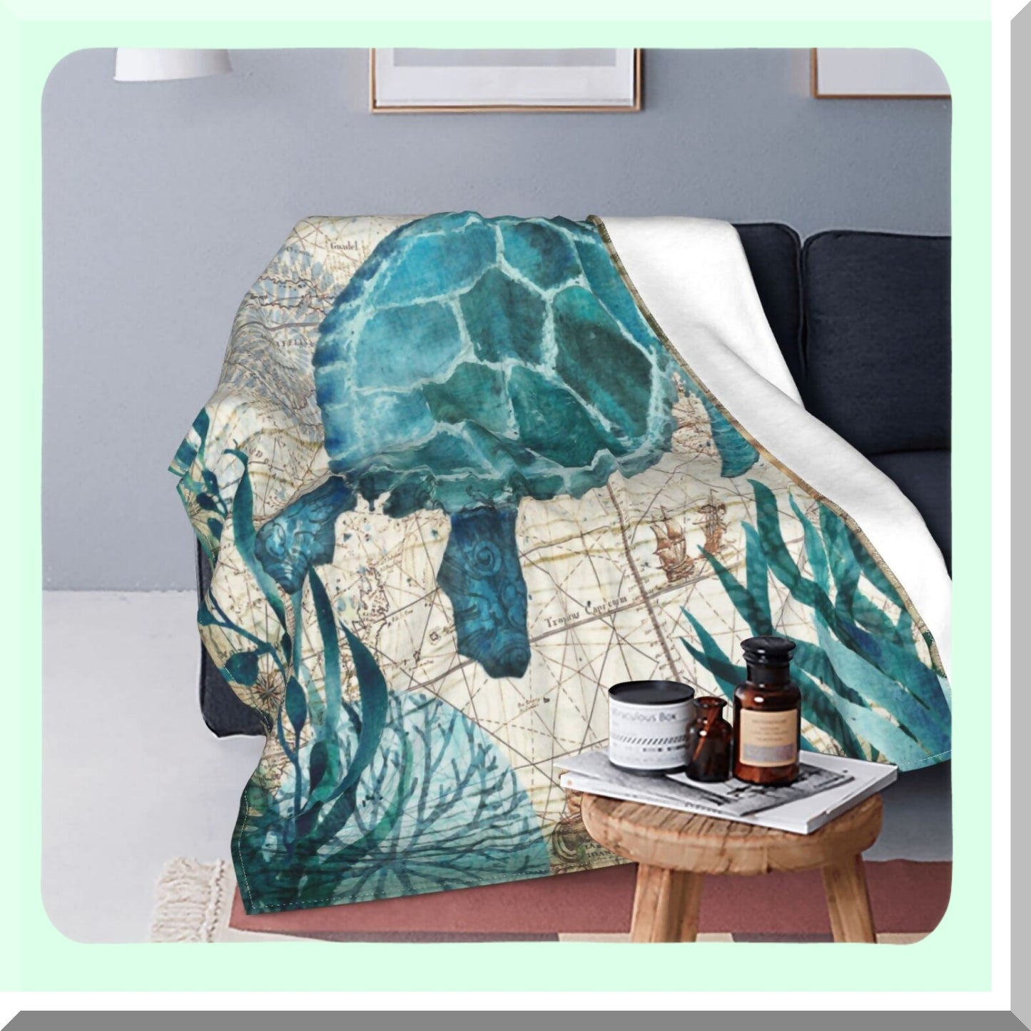 OceanDreams Ultra Soft Sea Turtle Fleece Throw Blanket - Cozy All-Season Decorative Flannel for Home, Bed, Couch, Chair, Travel (50x40in)