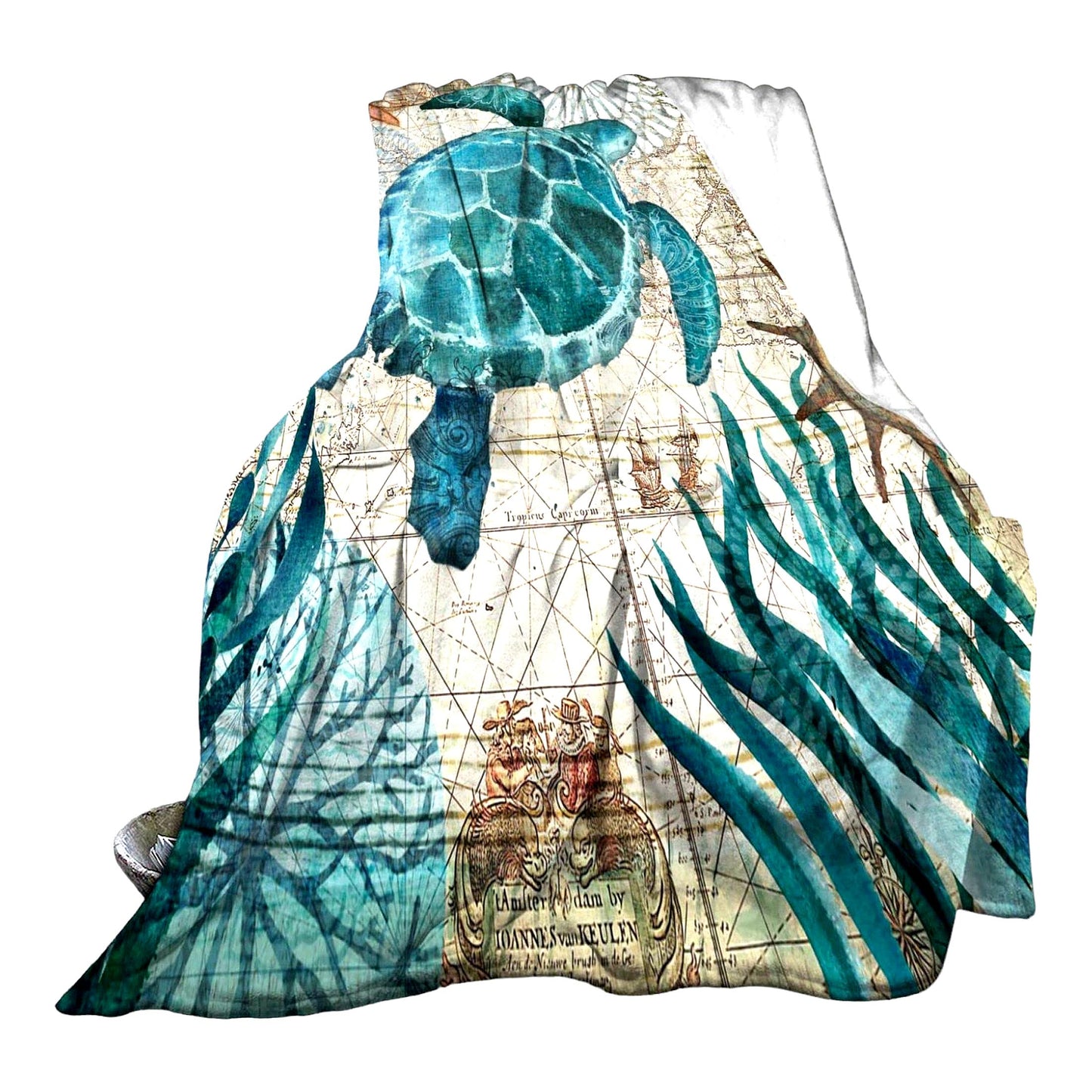 OceanDreams Ultra Soft Sea Turtle Fleece Throw Blanket - Cozy All-Season Decorative Flannel for Home, Bed, Couch, Chair, Travel (50x40in)
