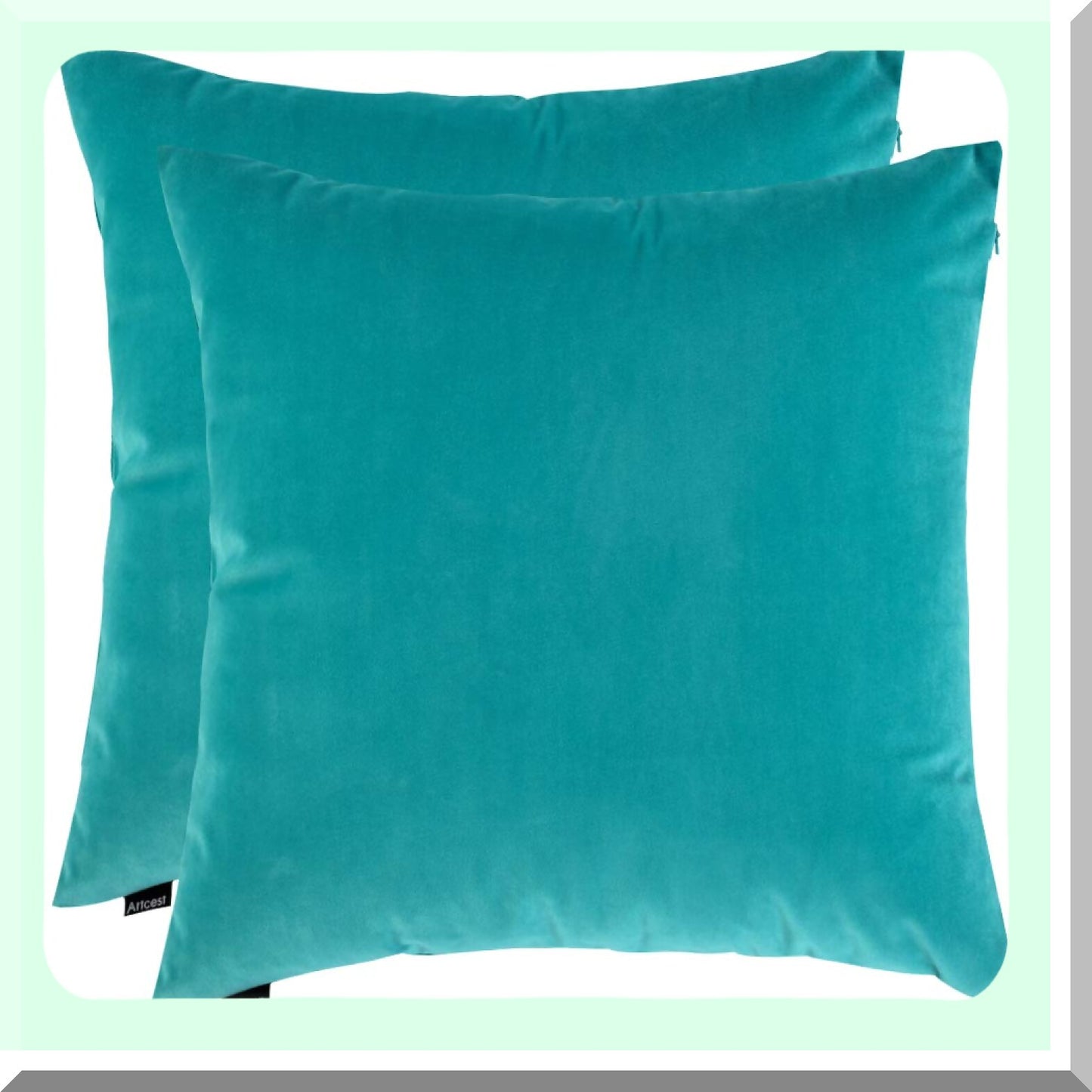 Velvet Bliss Decorative Pillow Cover Set - Cozy Solid Cushion Case for Couch, Sofa, Euro Sham - Soft & Stylish 18"x18" Light Teal with Hidden Zipper