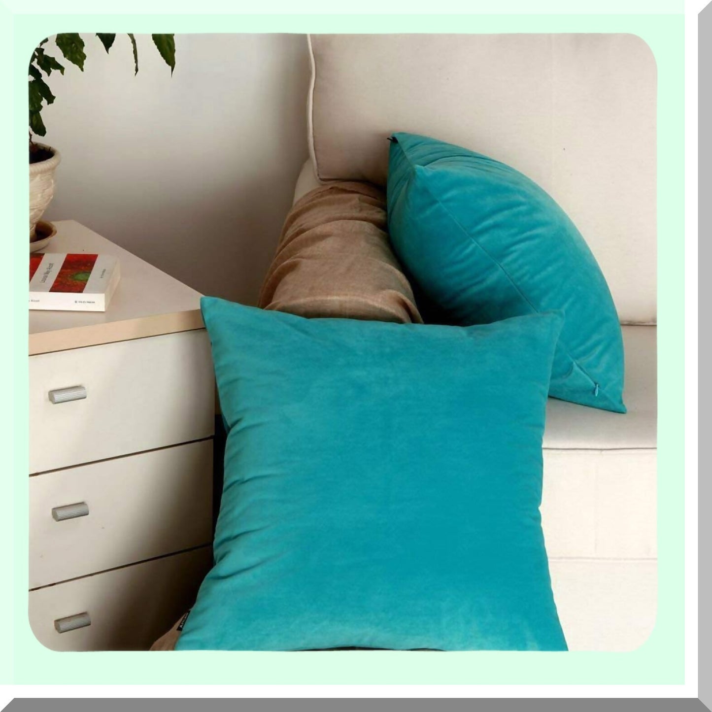 Velvet Bliss Decorative Pillow Cover Set - Cozy Solid Cushion Case for Couch, Sofa, Euro Sham - Soft & Stylish 18"x18" Light Teal with Hidden Zipper