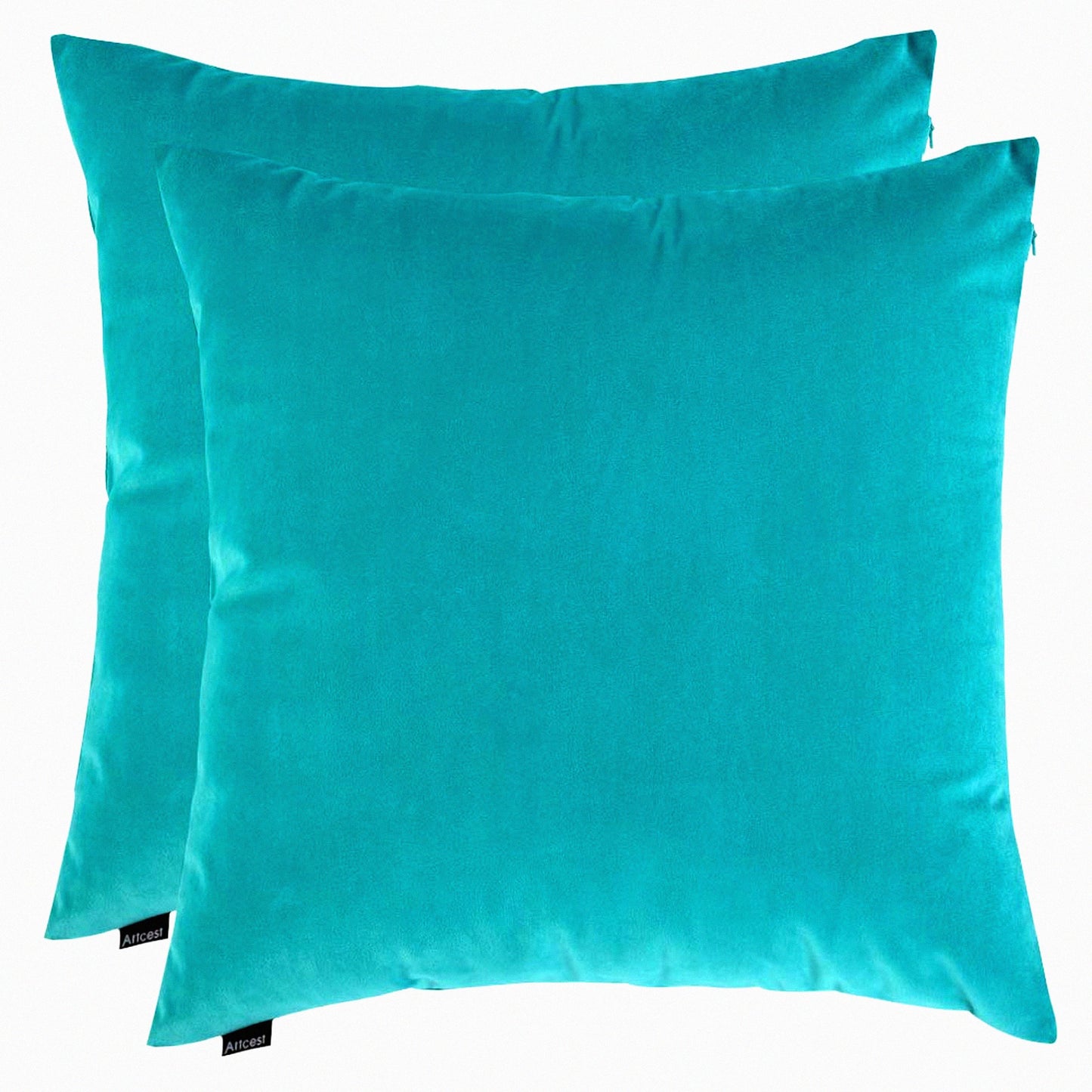 Velvet Bliss Decorative Pillow Cover Set - Cozy Solid Cushion Case for Couch, Sofa, Euro Sham - Soft & Stylish 18"x18" Light Teal with Hidden Zipper