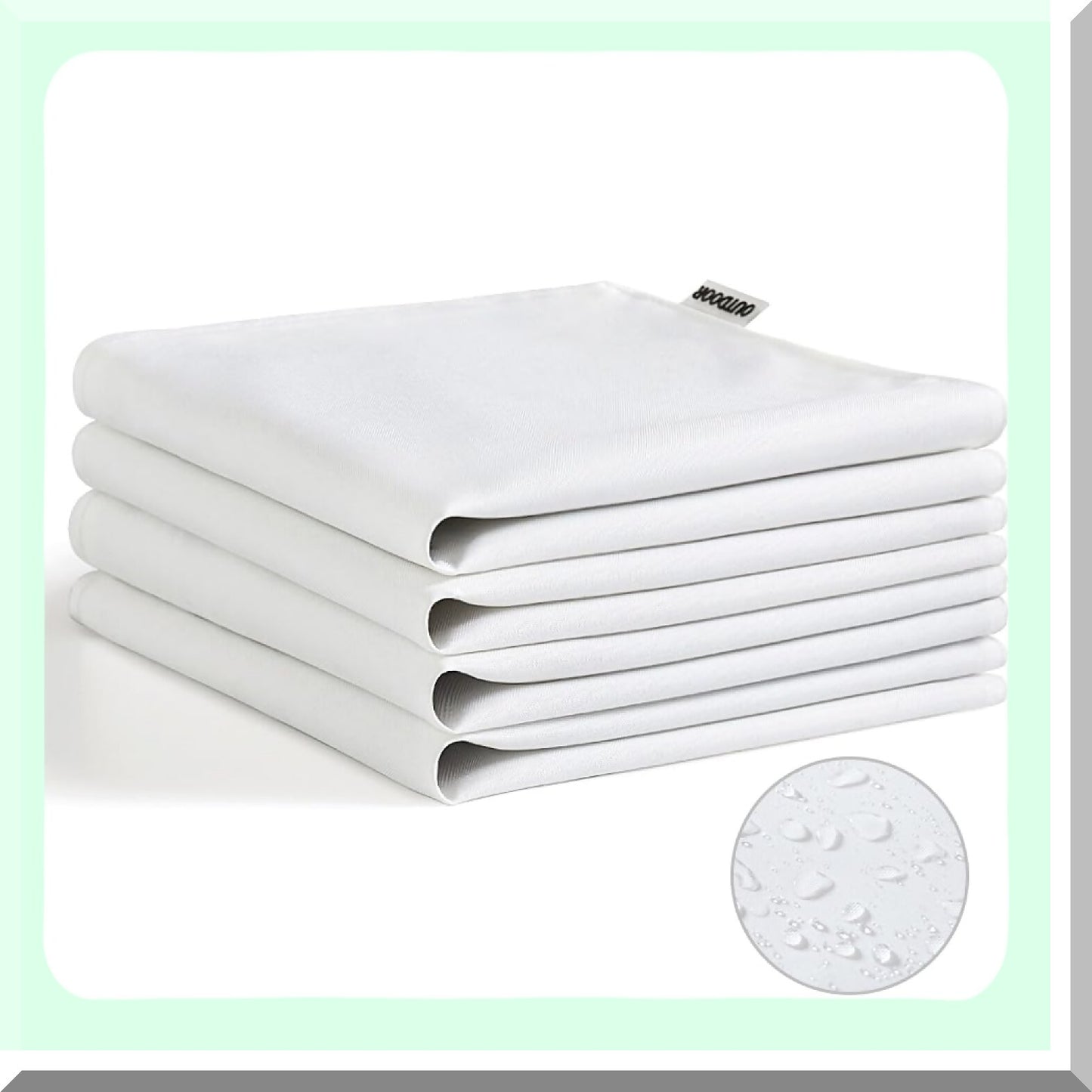 Waterproof Outdoor Garden Pillow Covers - Set of 4 Square Cushion Cases for Tent, Park, Couch - 18x18 Inch White Throw Pillowcase - Decorative and Durable for All Seasons