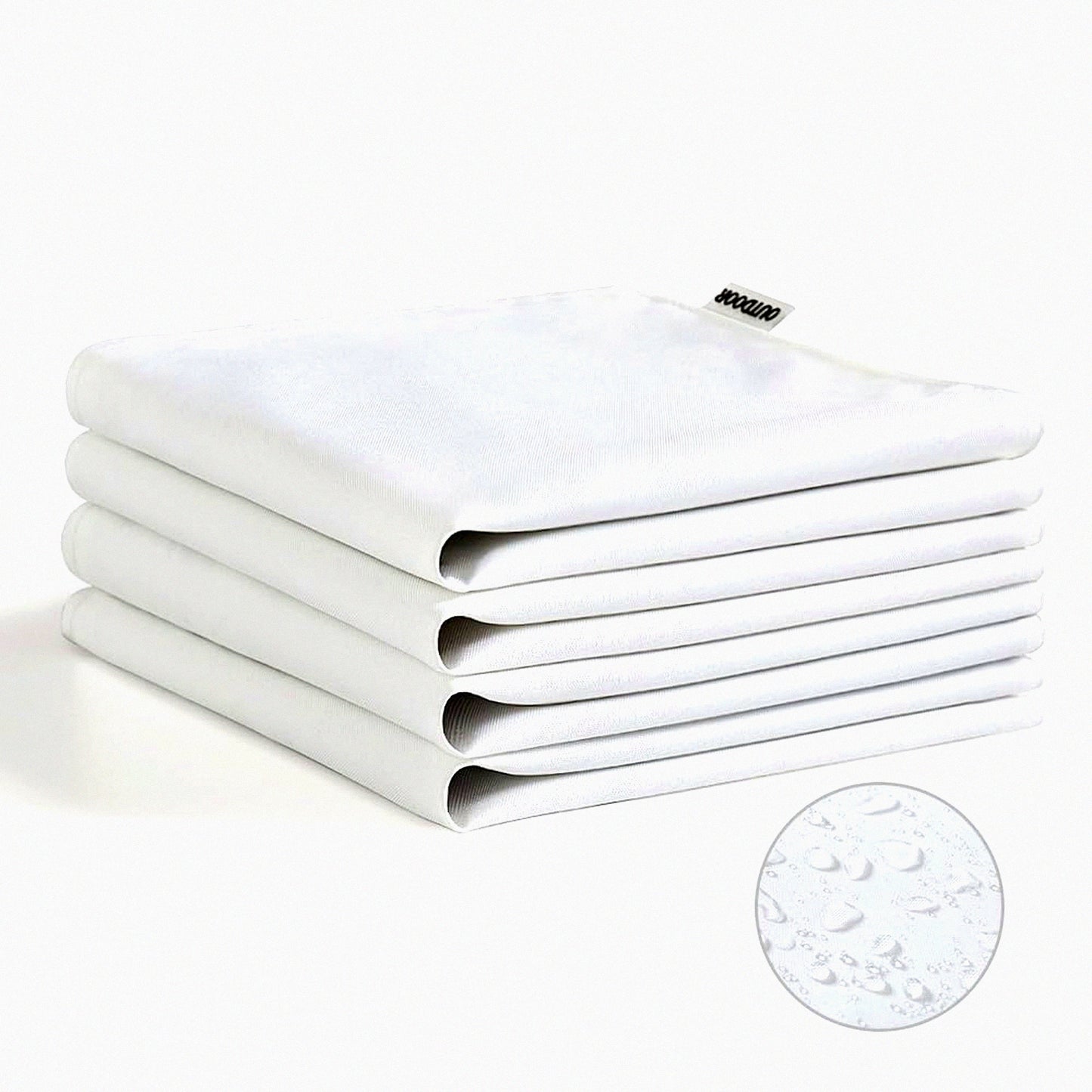 Waterproof Outdoor Garden Pillow Covers - Set of 4 Square Cushion Cases for Tent, Park, Couch - 18x18 Inch White Throw Pillowcase - Decorative and Durable for All Seasons