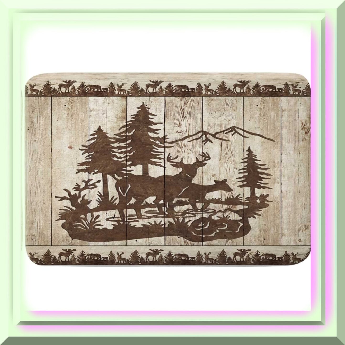 Cabin Bathroom Rug 17x29 Inch Non Slip Forest Deer