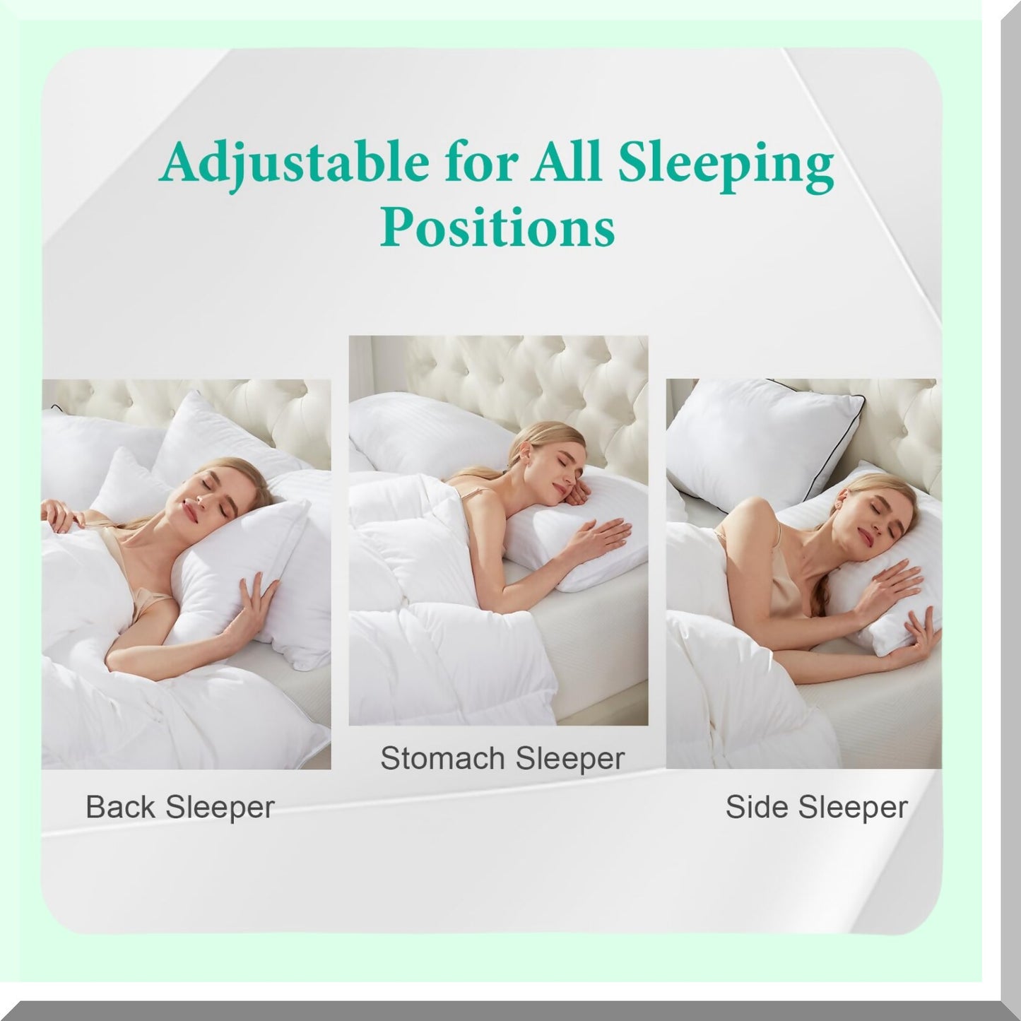 FeatherFlex SleepPro Pillow - 2-in-1 Adjustable Goose Down Pillow for Stomach, Back, Side Sleepers - Standard/Queen Size 20x28 - Soft-Medium-Firm