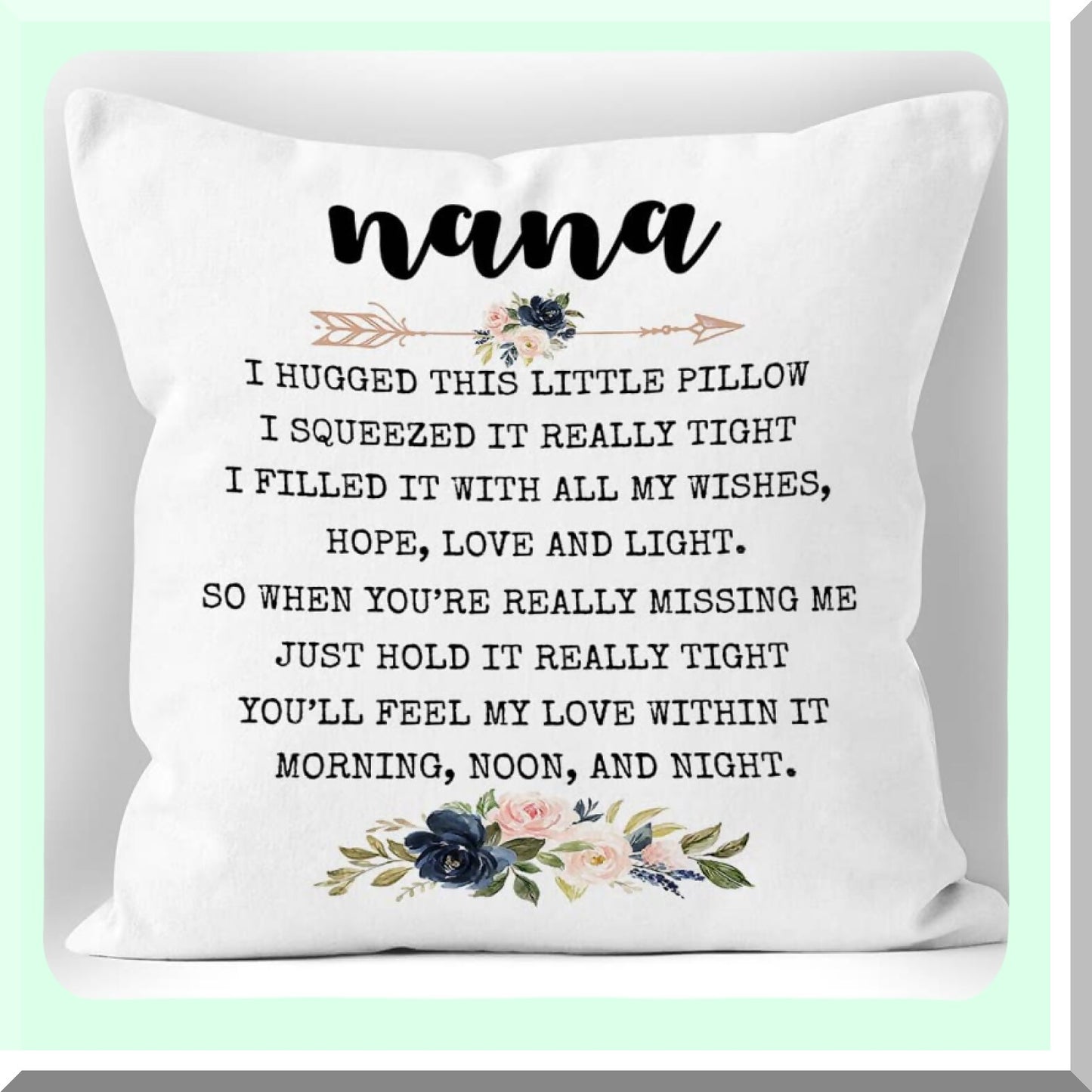 Floral Hug Pillow Cover - Grandma Gifts - Home Decor Cushion Case - Sofa Bed Throw Pillow - Birthday Mothers Day Thanksgiving - 18 x 18 Inch