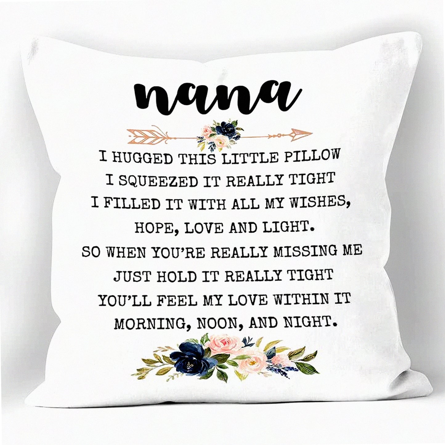 Floral Hug Pillow Cover - Grandma Gifts - Home Decor Cushion Case - Sofa Bed Throw Pillow - Birthday Mothers Day Thanksgiving - 18 x 18 Inch