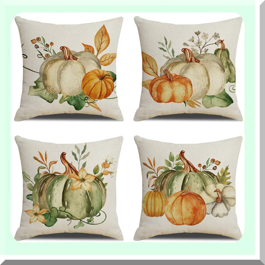 Autumn Harvest Flax Pillow Cover Set Compatible with Sofa Bed