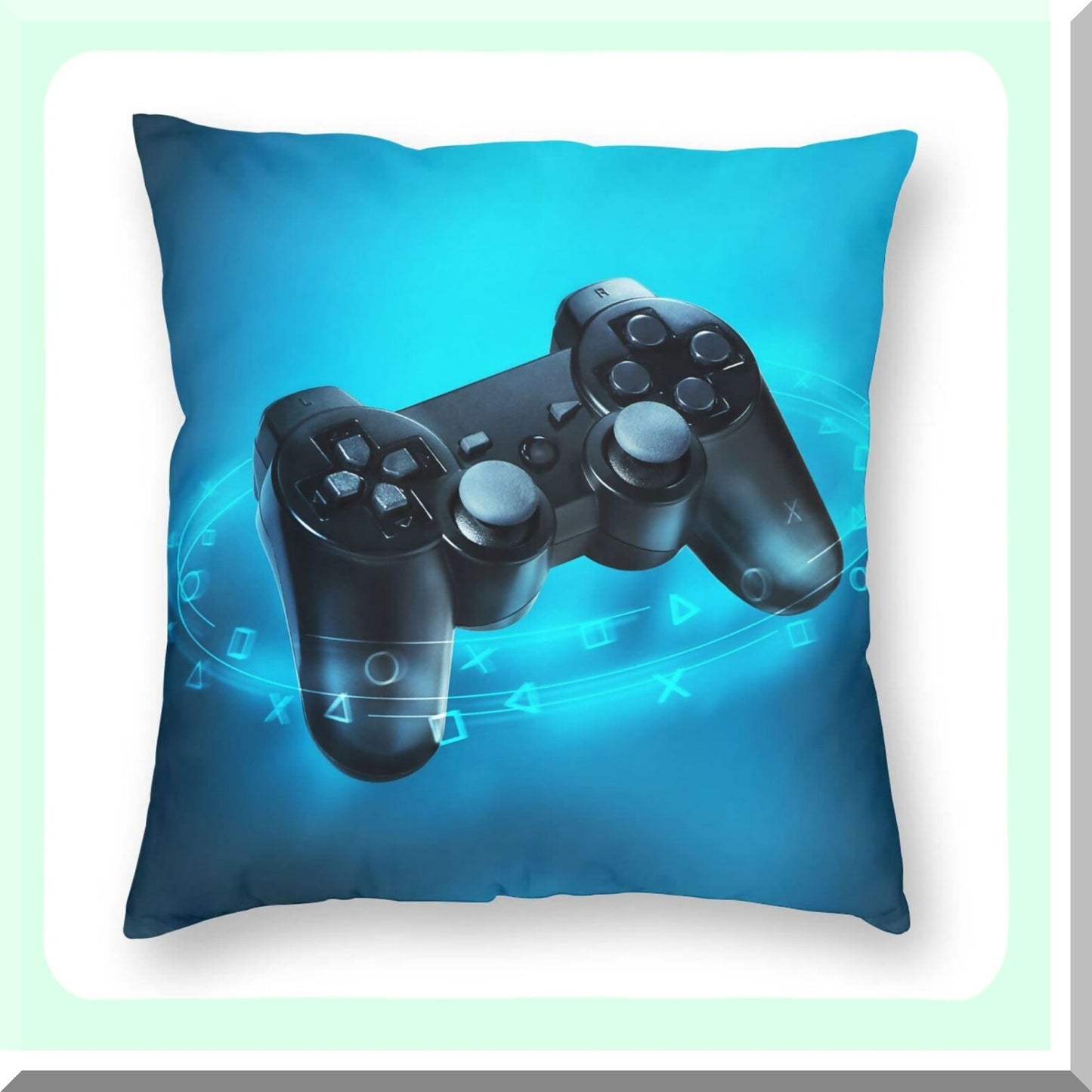 Gamer Square Cushion Cover - Decorative Throw Pillow Case for Sofa Couch, Bedroom, Patio - Standard Pillowcase 18x18 Inches - Game Controller Theme