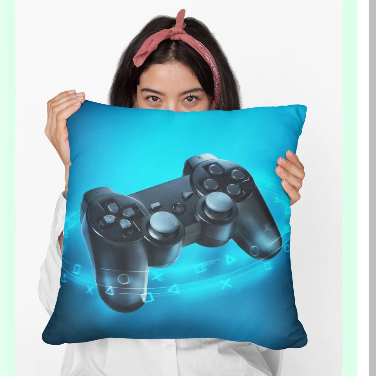 Gamer Square Cushion Cover - Decorative Throw Pillow Case for Sofa Couch, Bedroom, Patio - Standard Pillowcase 18x18 Inches - Game Controller Theme