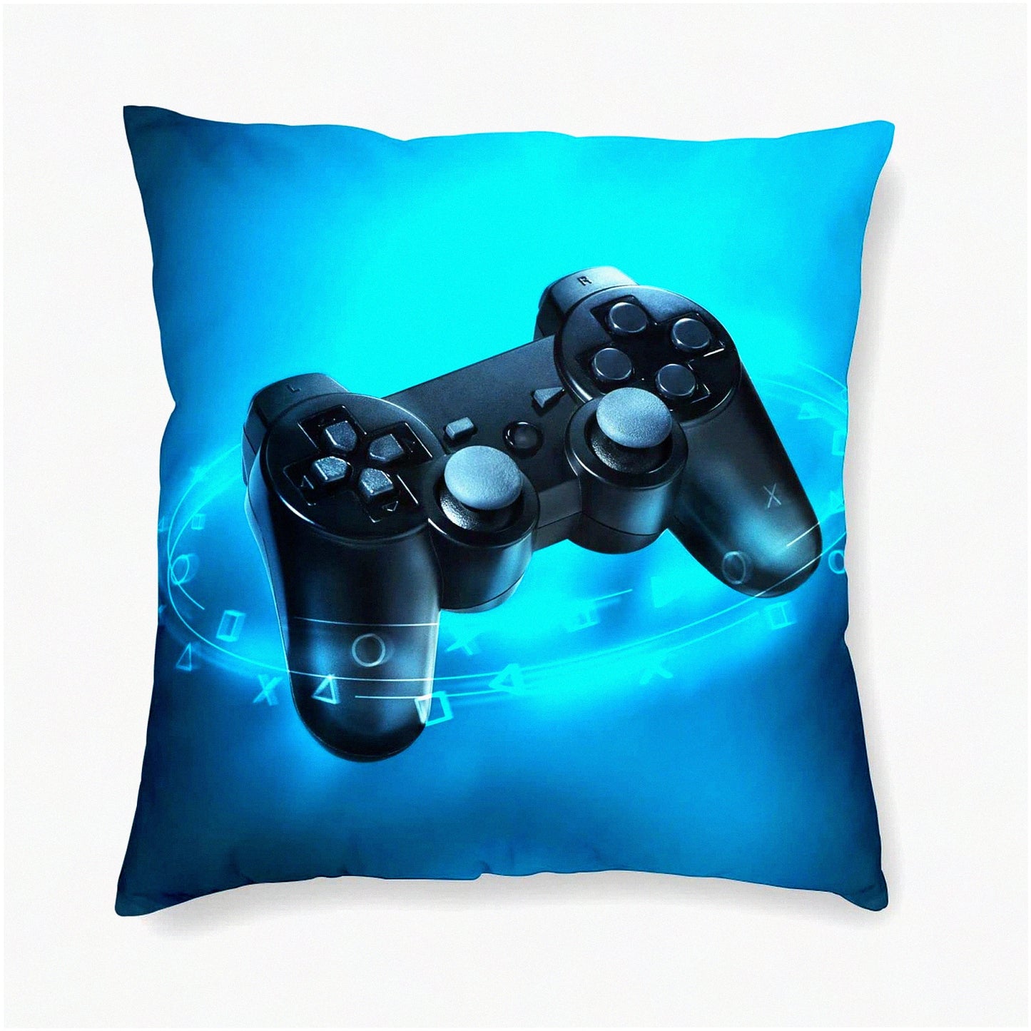 Gamer Square Cushion Cover - Decorative Throw Pillow Case for Sofa Couch, Bedroom, Patio - Standard Pillowcase 18x18 Inches - Game Controller Theme