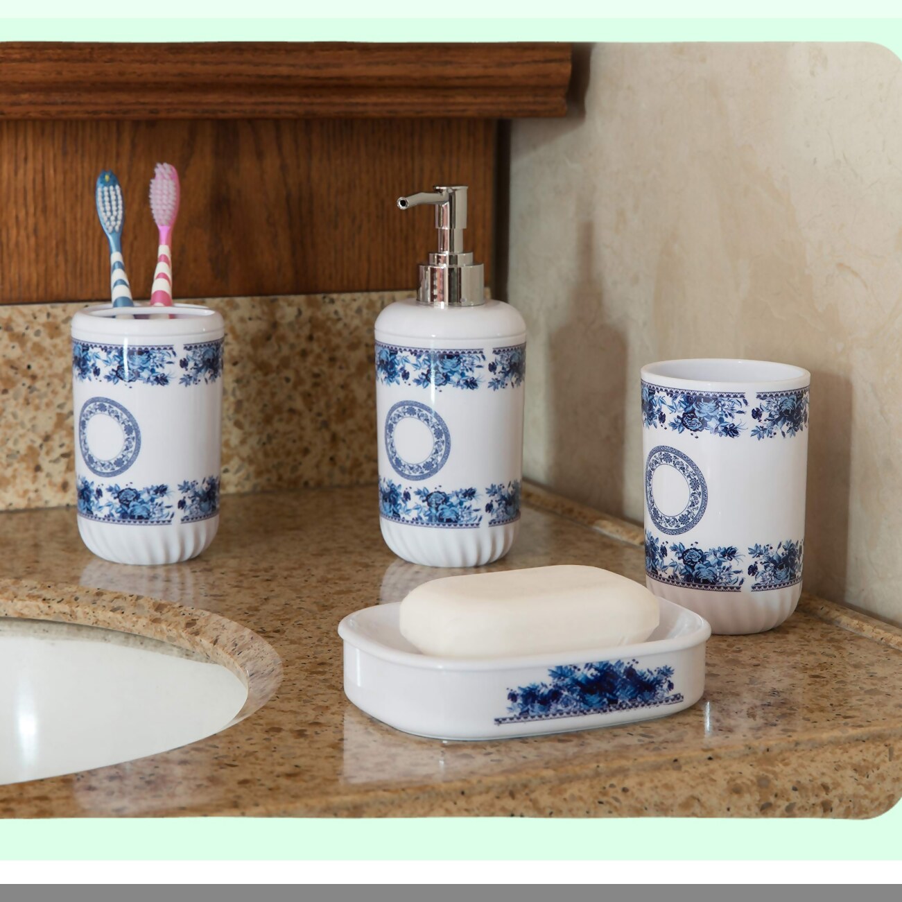 4 Piece Bathroom Accessory Set White