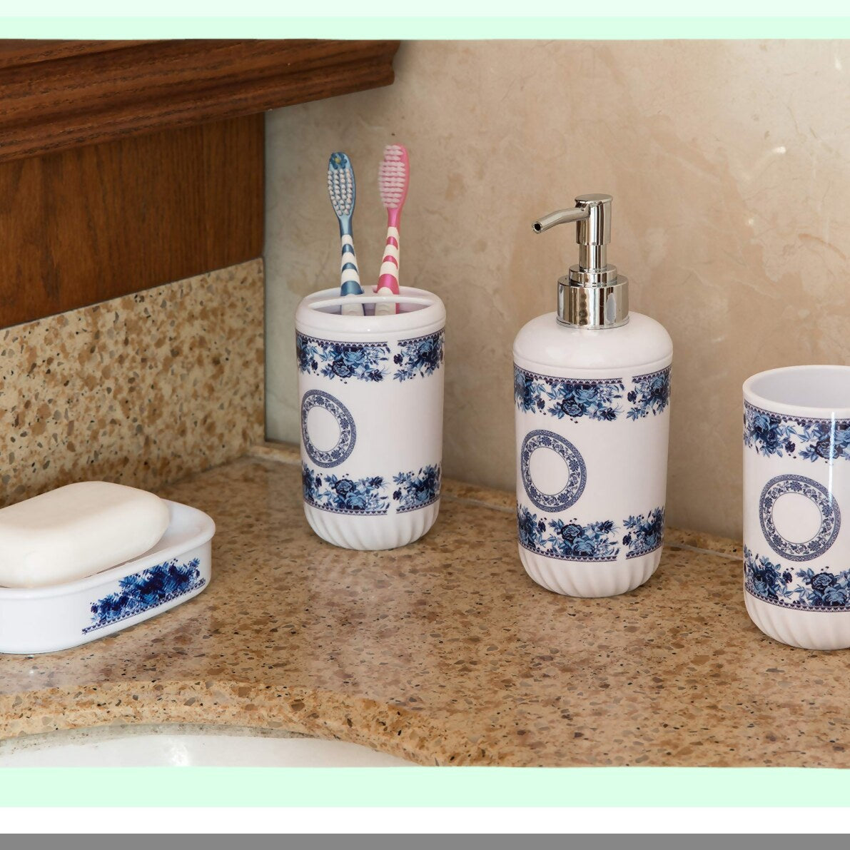 4 Piece Bathroom Accessory Set White