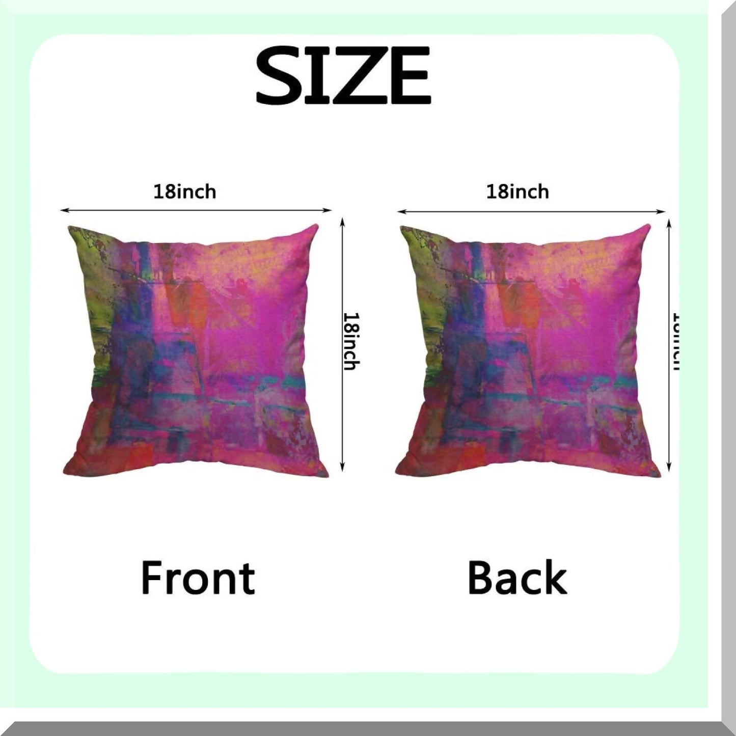 Vivid Spectrum Decorative Pillow Cover - Abstract Art Cushion Case in Fuchsia, Magenta, Pink, Red, Yellow, Green, Blue - 18x18 inch Cotton Linen - Sofa, Bed, Car