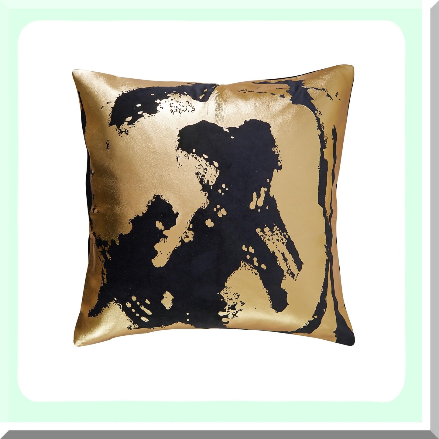 Luxe Gold Velvet Glam Throw Pillow Cover - Black F Printing 20X20inch - Home Decor Accent - Thick Plush Cushion Case - 1 Piece
