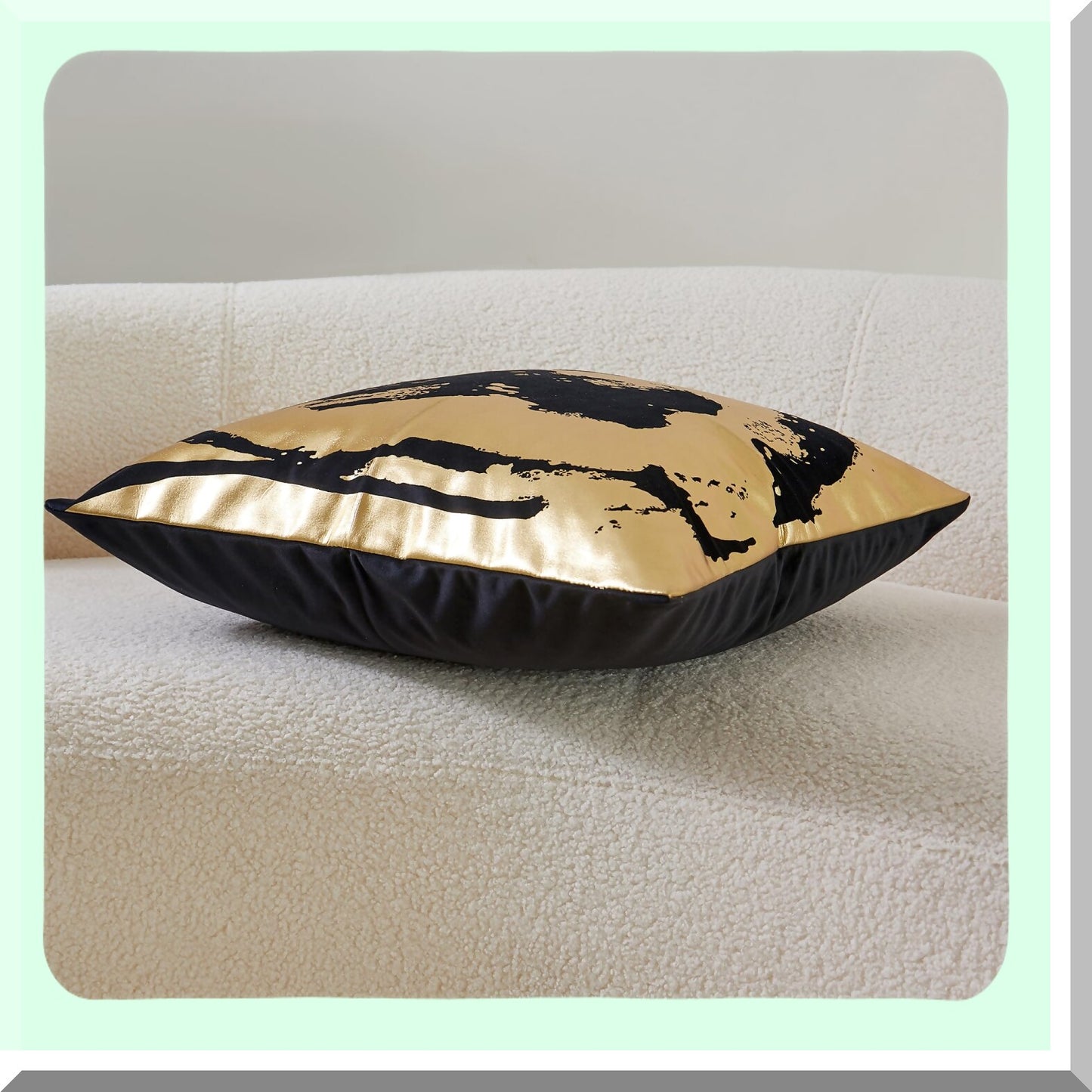 Luxe Gold Velvet Glam Throw Pillow Cover - Black F Printing 20X20inch - Home Decor Accent - Thick Plush Cushion Case - 1 Piece