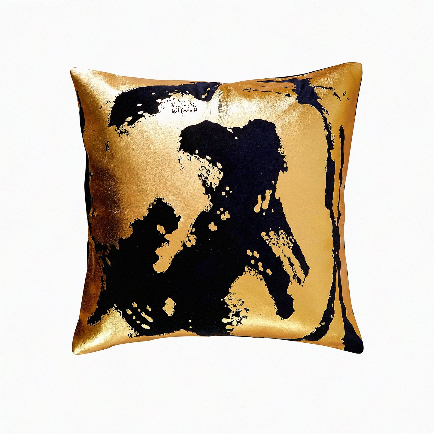 Luxe Gold Velvet Glam Throw Pillow Cover - Black F Printing 20X20inch - Home Decor Accent - Thick Plush Cushion Case - 1 Piece