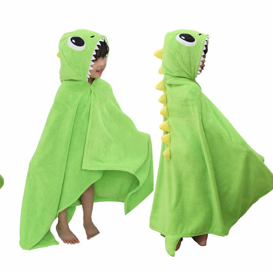 Kids Hooded Bath Towel Green Frog 27"x55"