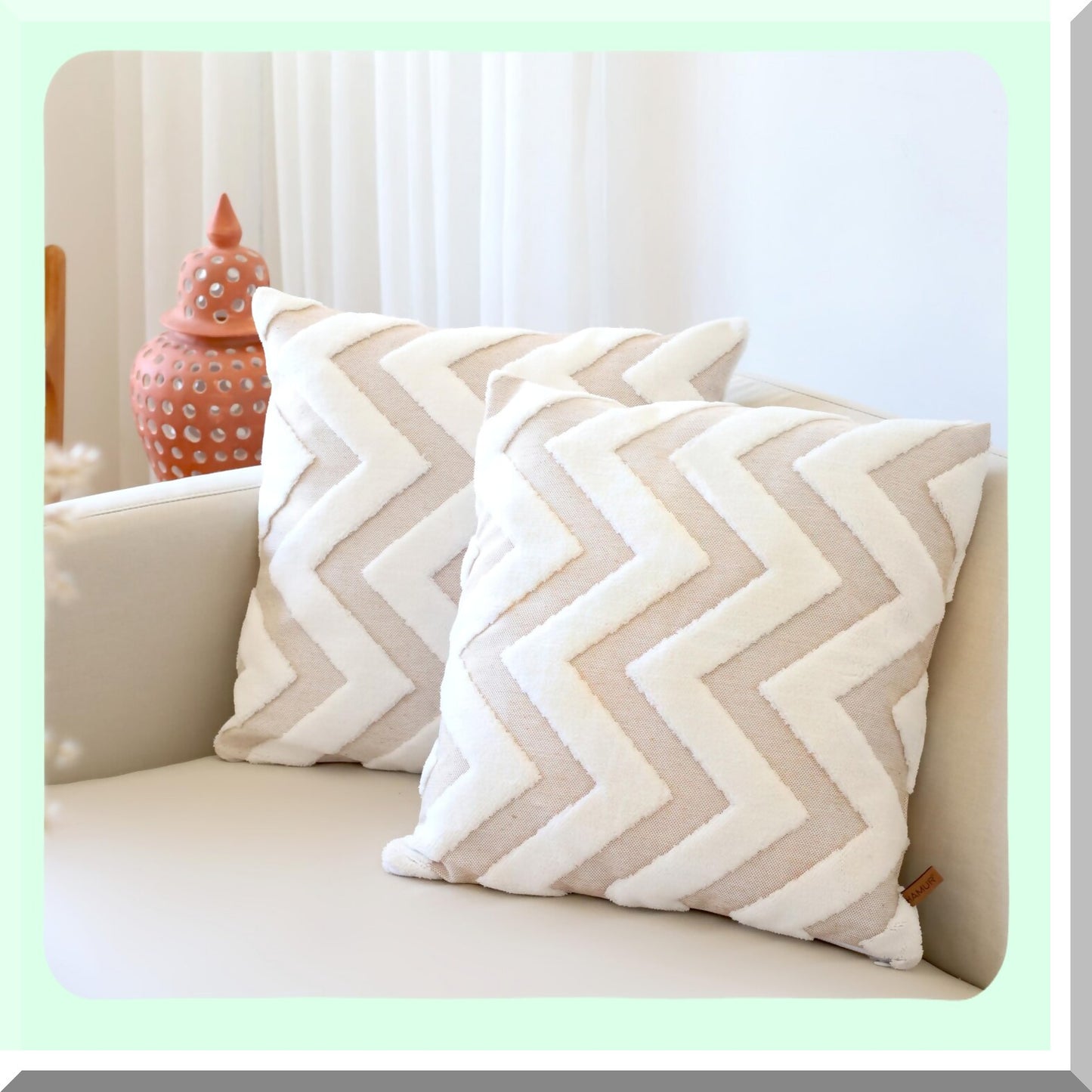 CozyHome Decorative Pillow Cover Set - 18x18 Inch Soft Durable Cushion Case for Sofa Couch, Living Room, Bedroom - Beige Accent Pillows (Pack of 2)