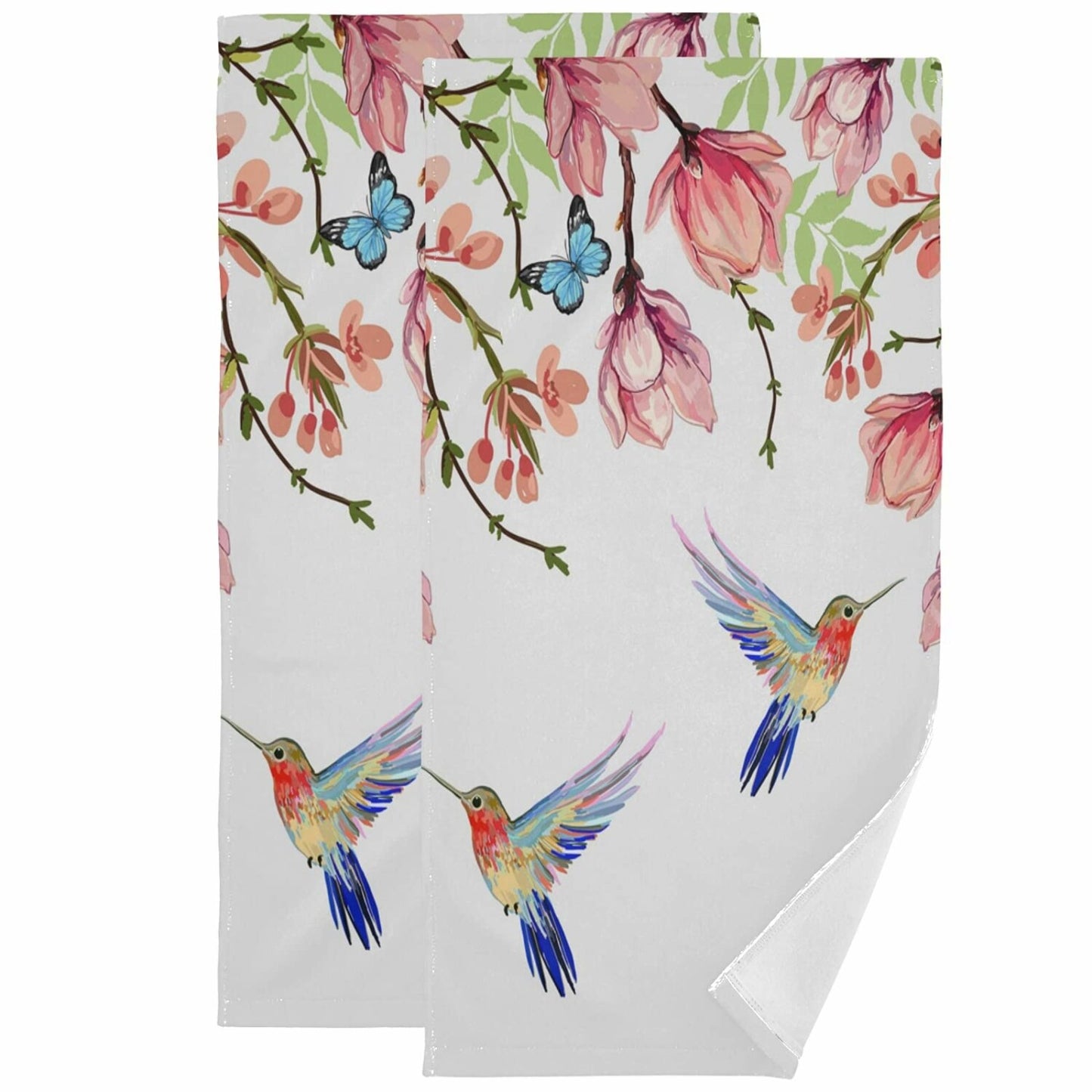 Tropical Flowers Hand Towels Set of 2 16x30 in