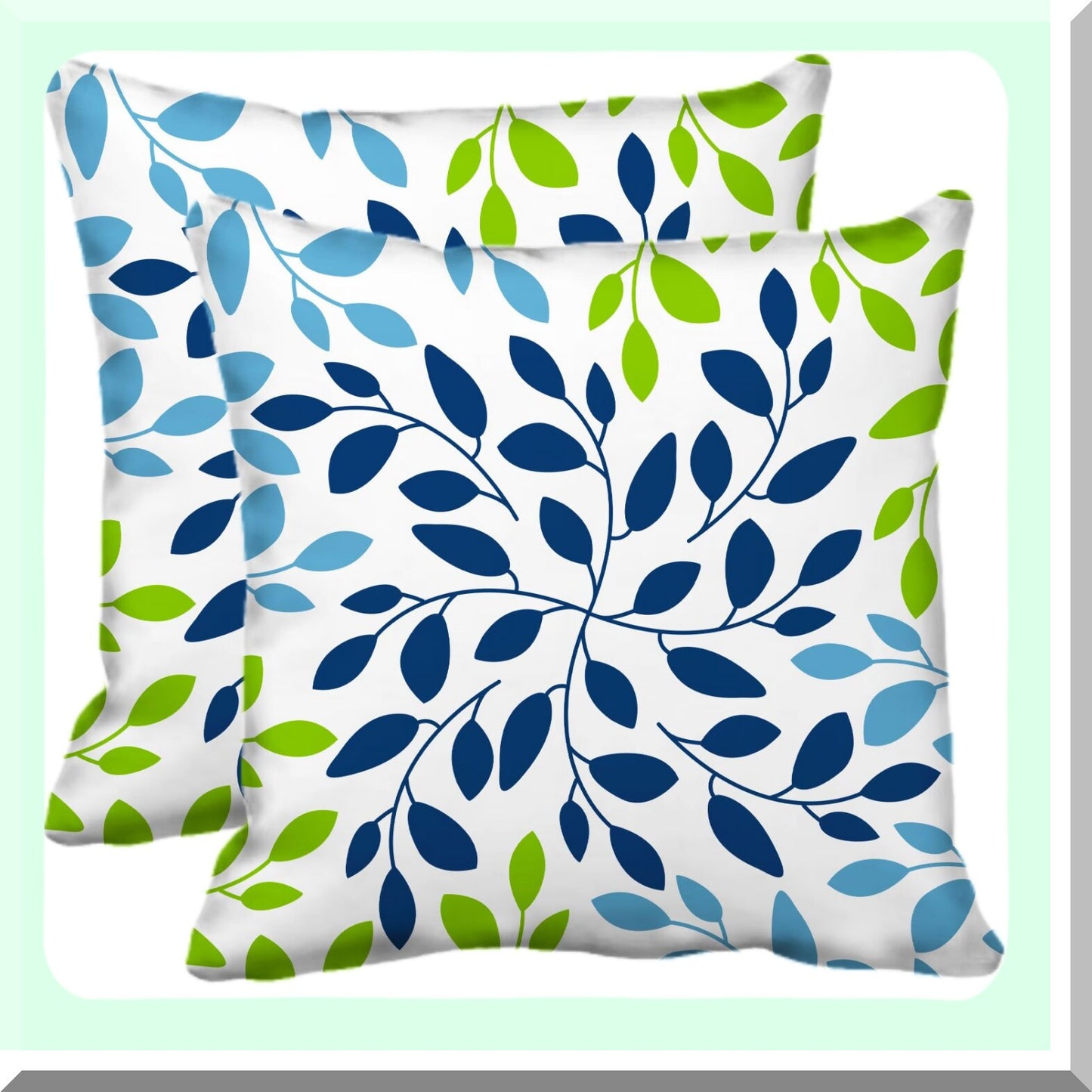 Nautical Velvet Leaf Pillow Covers - Set of 2 Green Throw Cases 18x18 for Modern Farmhouse Decor. Soft & Natural, Perfect for Couch, Bed, Living Room & Outdoor Use.