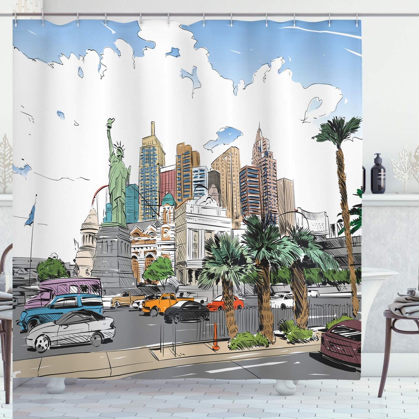 Las City Nevada Shower Curtain 69x75 Multicolor
