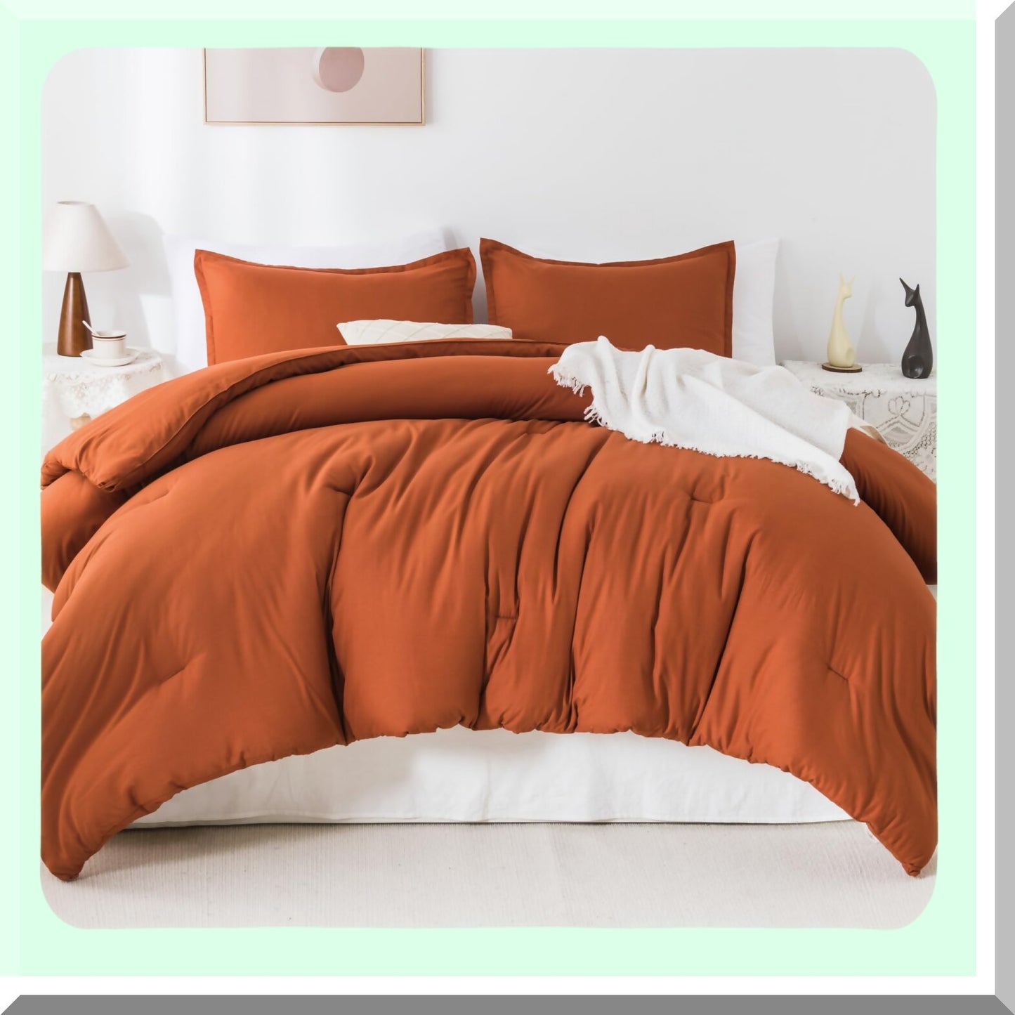 Terracotta Dream 3-Piece Lightweight Comforter Set - Oversized Fluffy Microfiber Bedding - All Season Soft Solid Bed Comforter - California Comfort