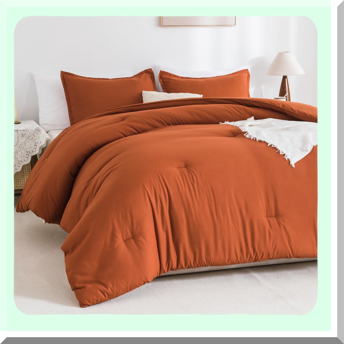 Terracotta Dream 3-Piece Lightweight Comforter Set - Oversized Fluffy Microfiber Bedding - All Season Soft Solid Bed Comforter - California Comfort