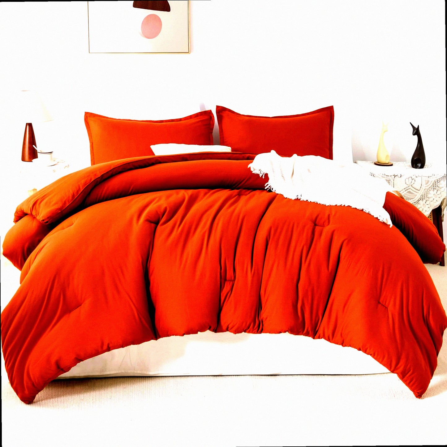 Terracotta Dream 3-Piece Lightweight Comforter Set - Oversized Fluffy Microfiber Bedding - All Season Soft Solid Bed Comforter - California Comfort