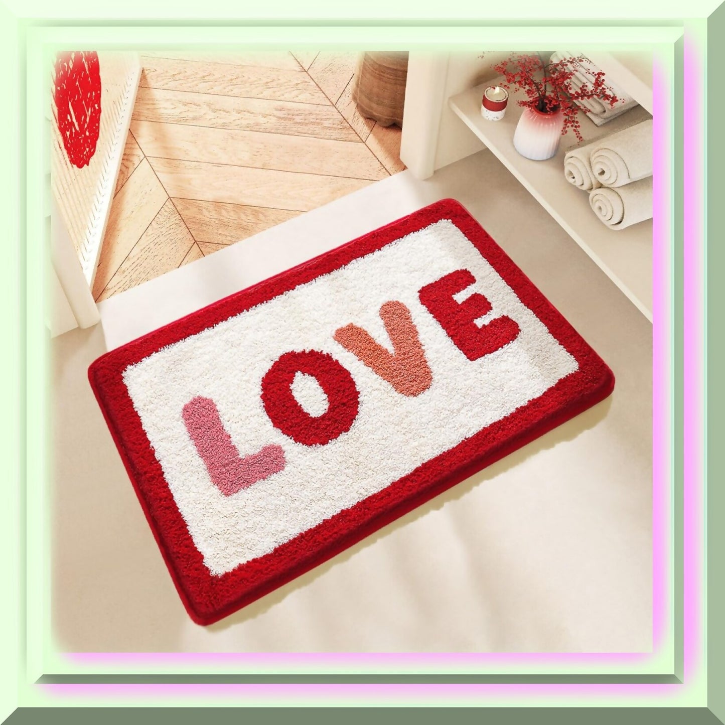 Microfiber Bathroom Rug 19.6 x 31.5 Inches Red