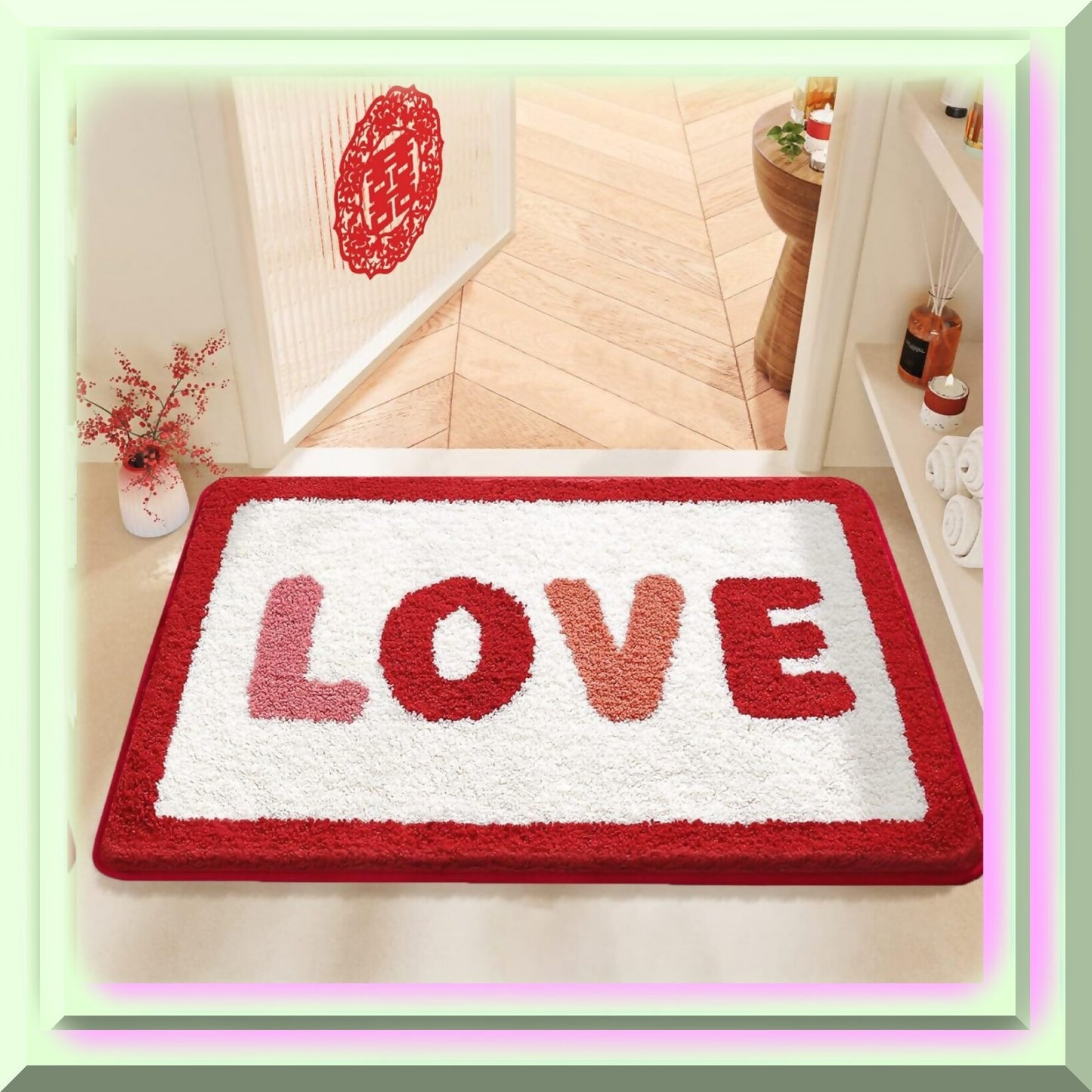 Microfiber Bathroom Rug 19.6 x 31.5 Inches Red