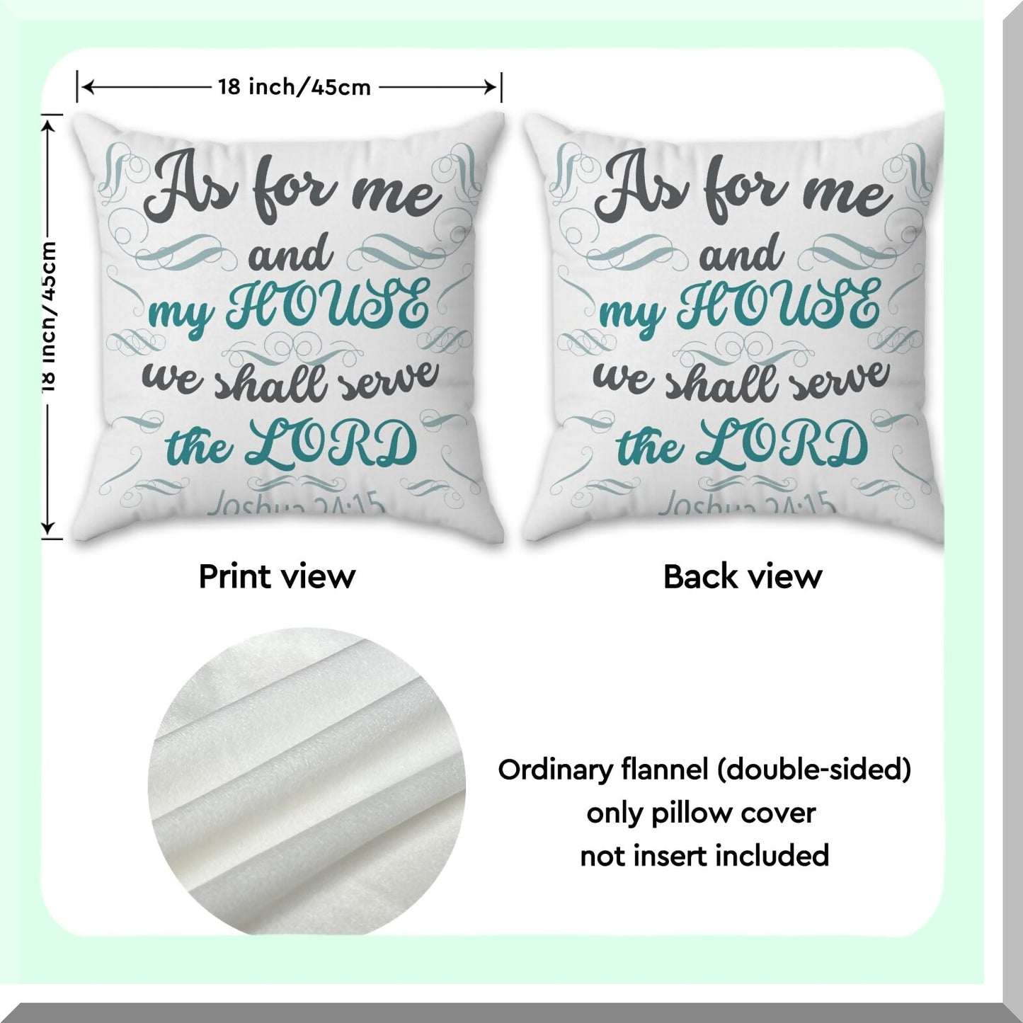 Serve The Lord Motivational Pillowcase - Inspirational Quote Throw Pillow Cover - 18x18 Inch Double Sided Cushion - Home Office Decor Gift for Sofa Bed