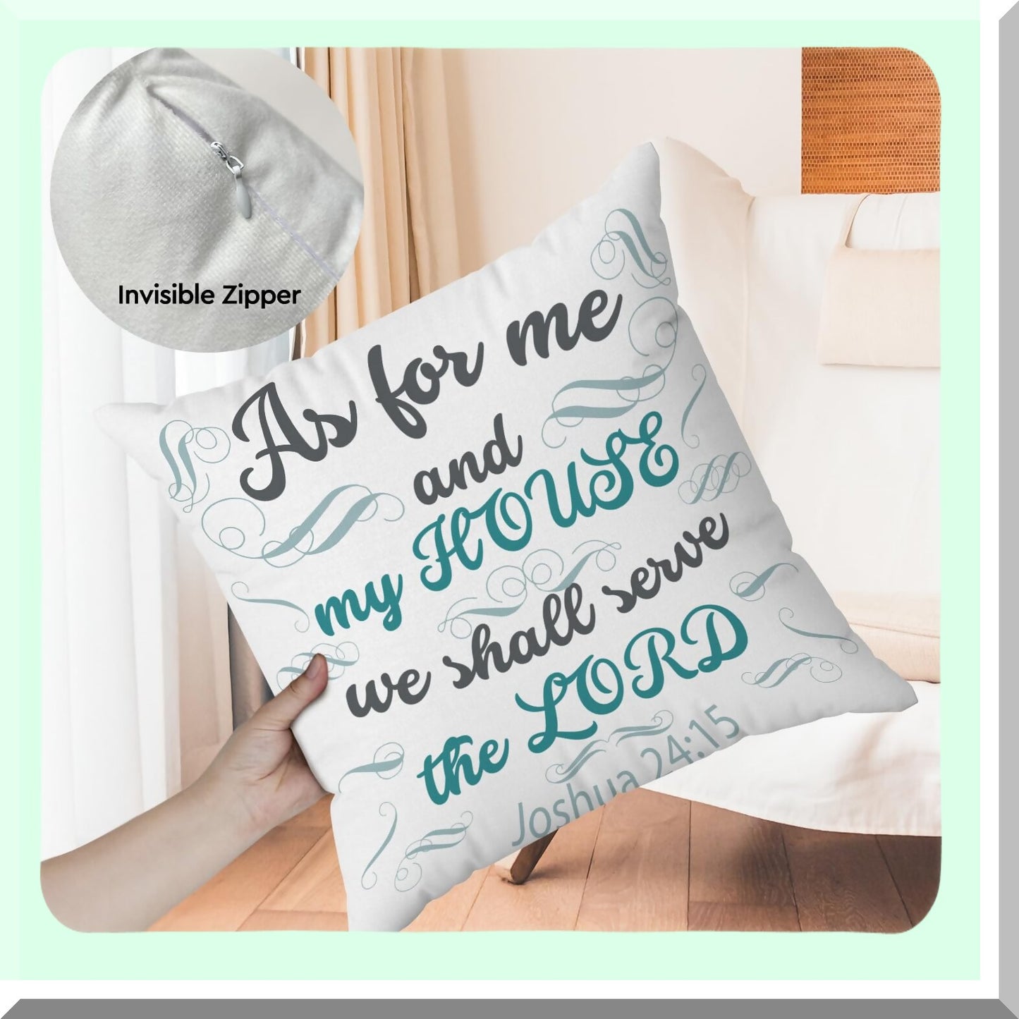 Serve The Lord Motivational Pillowcase - Inspirational Quote Throw Pillow Cover - 18x18 Inch Double Sided Cushion - Home Office Decor Gift for Sofa Bed