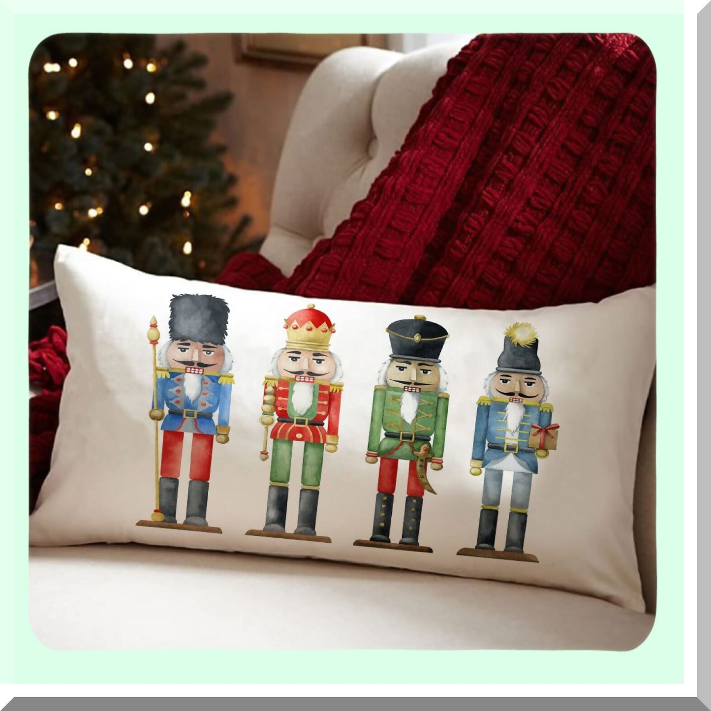 Winter Wonderland Festive Pillow Covers - Set of 2 Nutcracker Merry Party Throw Pillow Covers 12x20 for Holiday Decorations & Sofa Accent.